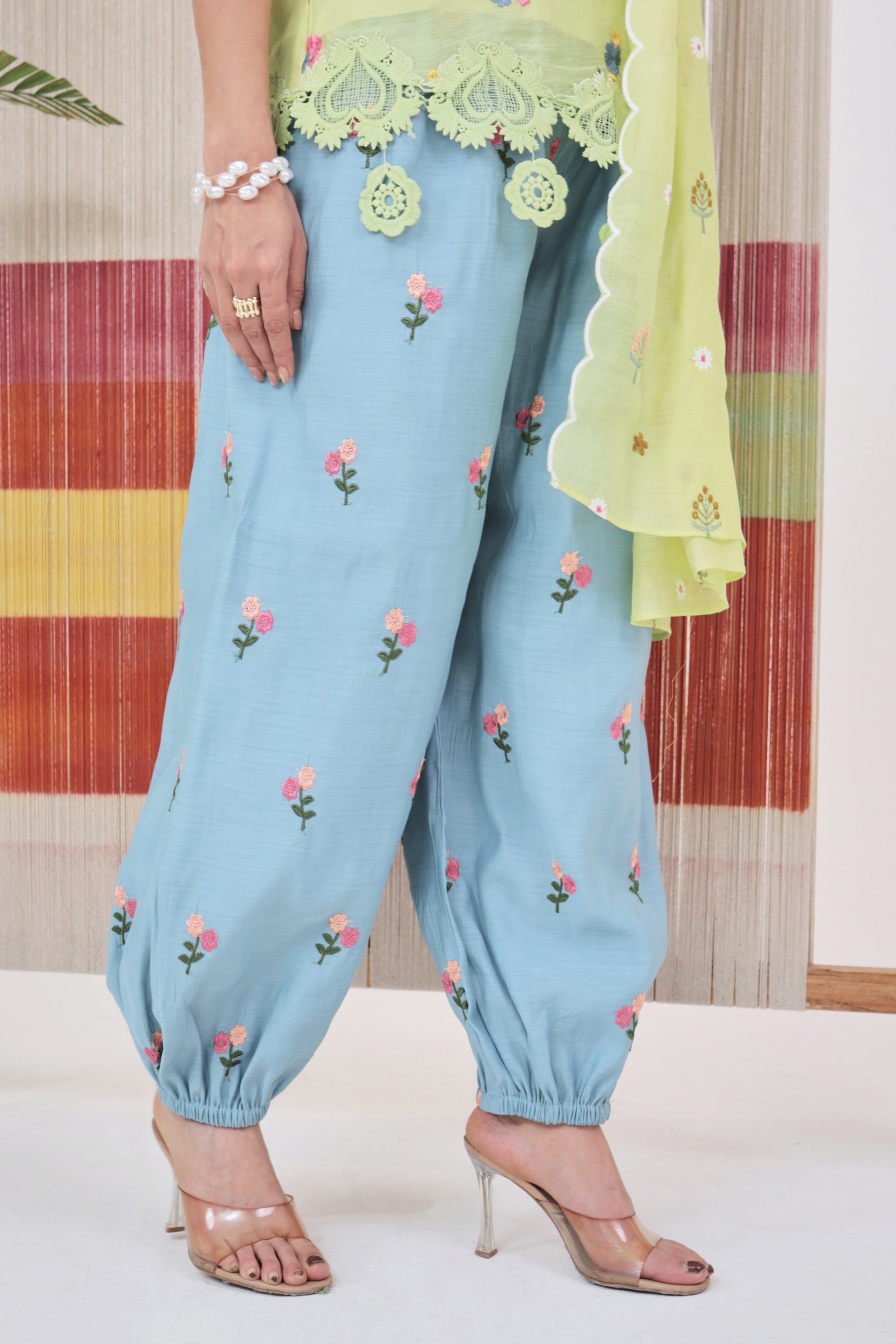 Floria - Embroidered Balloon Pant Set