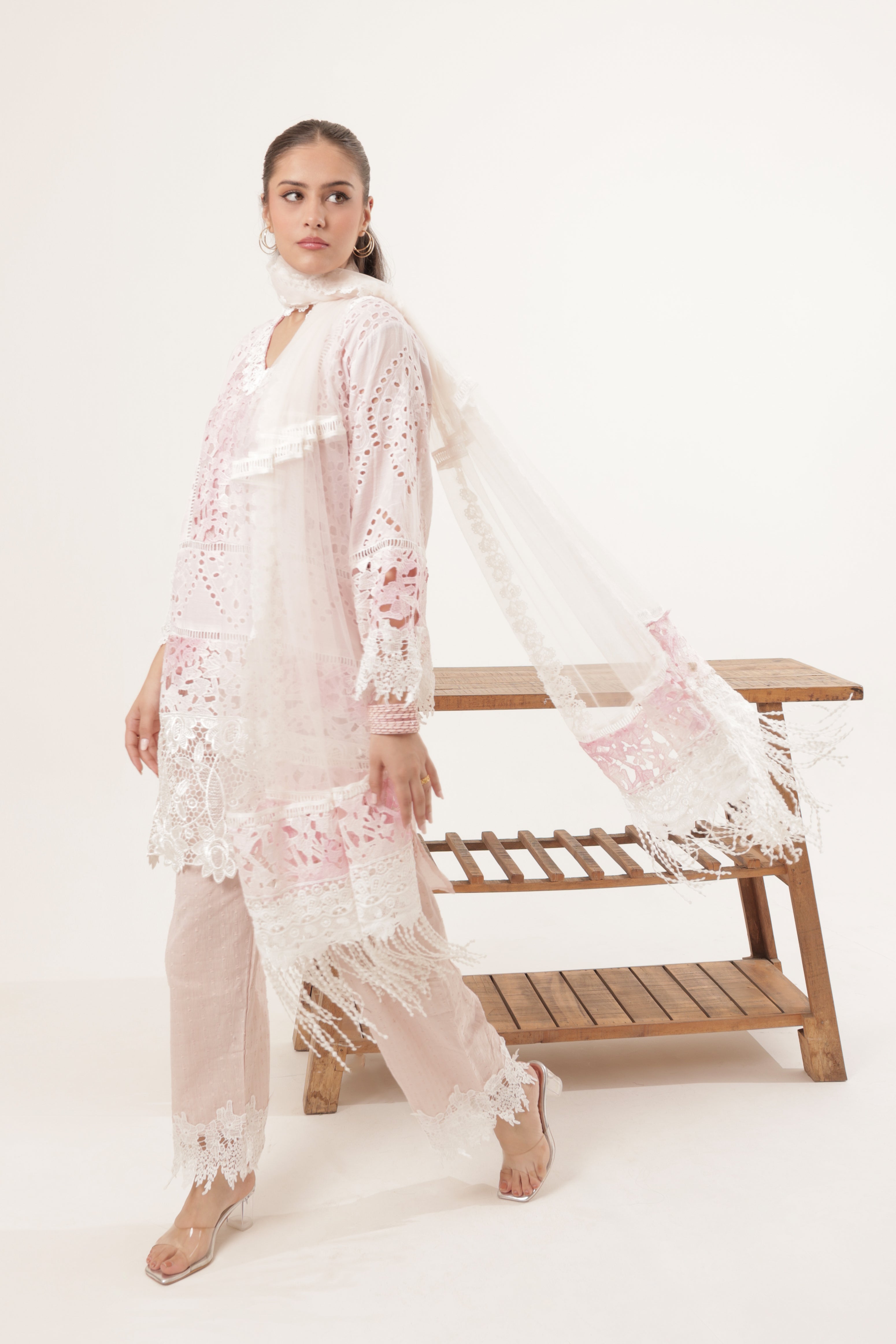 Pink Baiza Crochet Suit