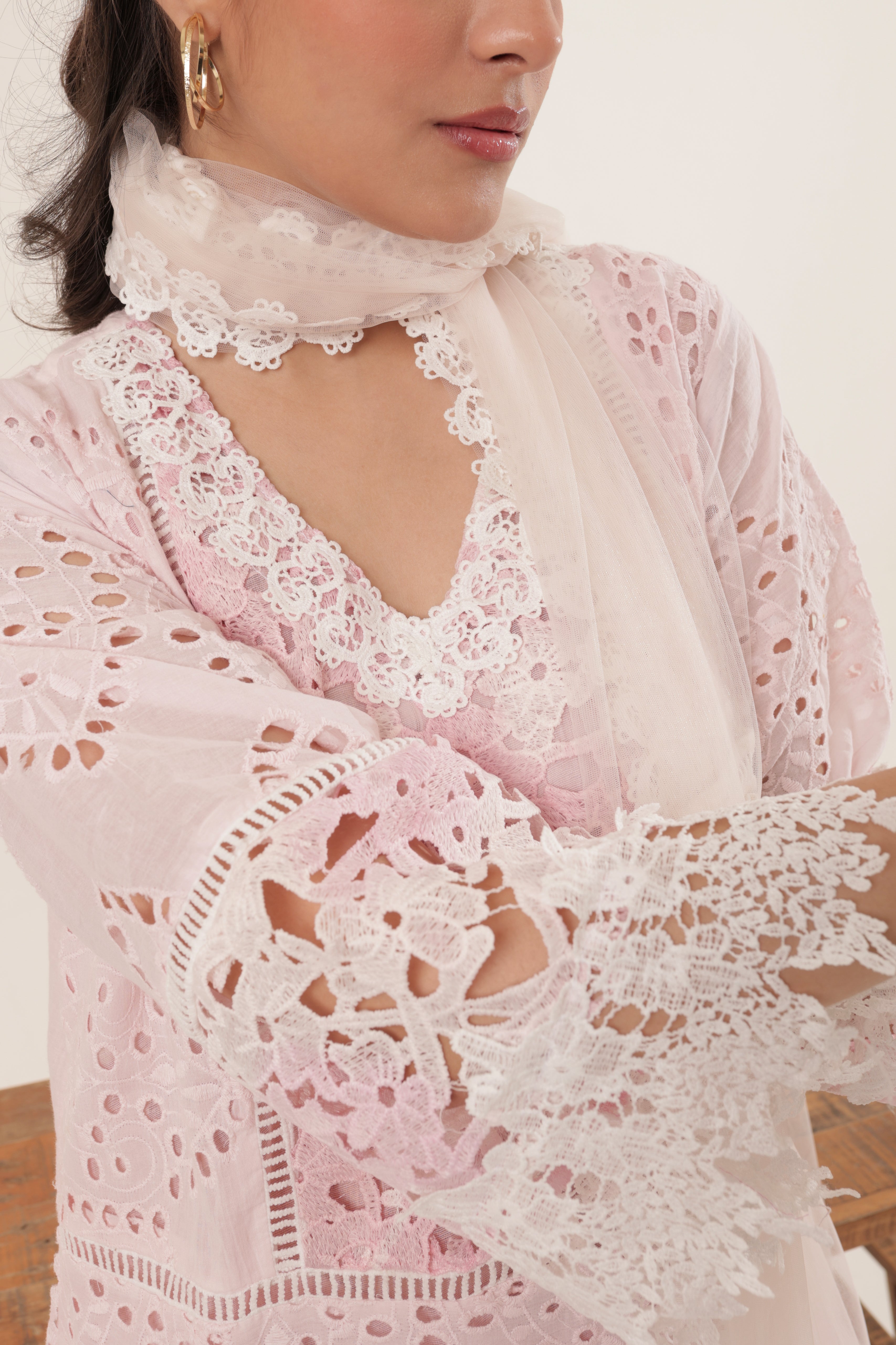 Pink Baiza Crochet Suit
