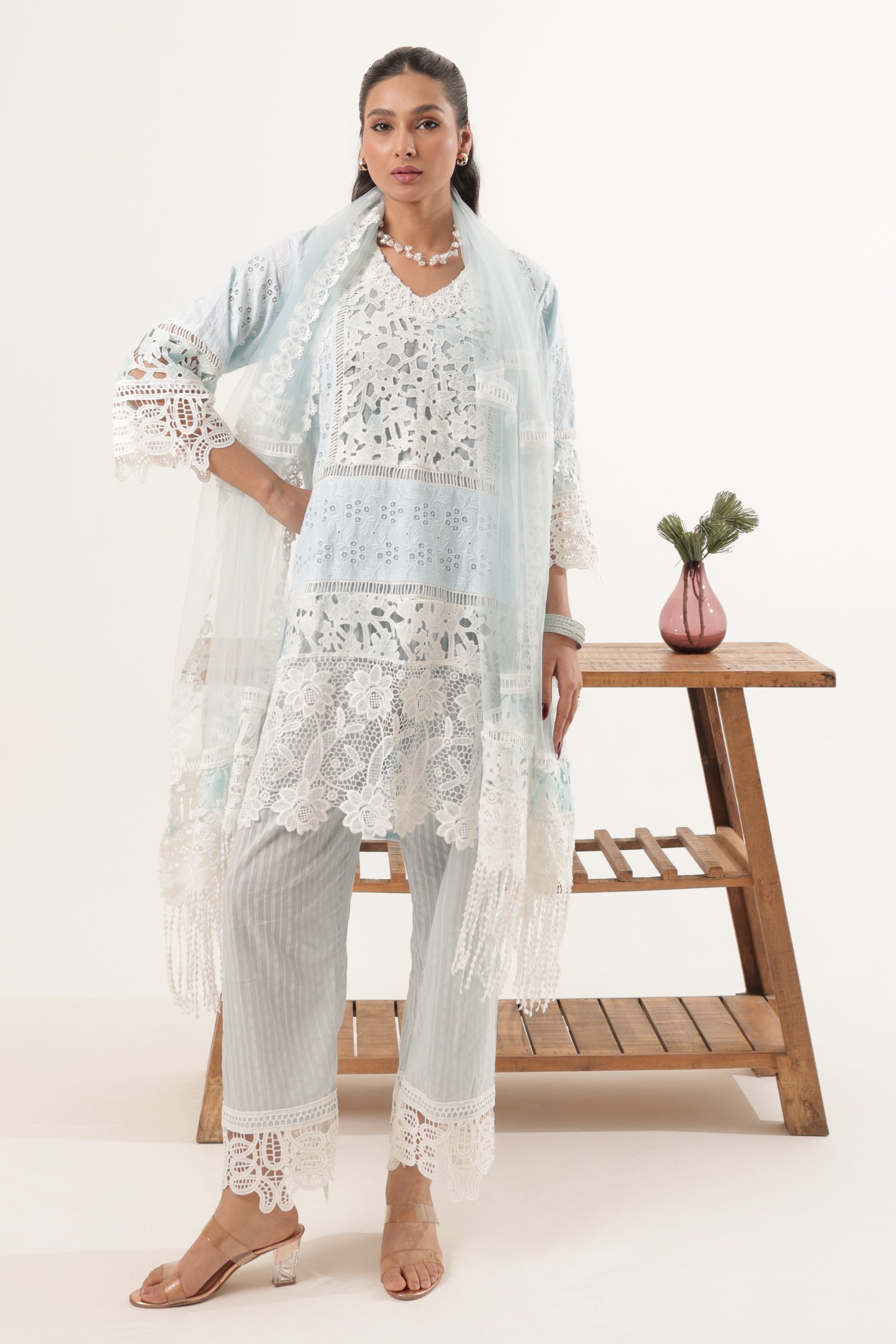 Blue Baiza Crochet Suit