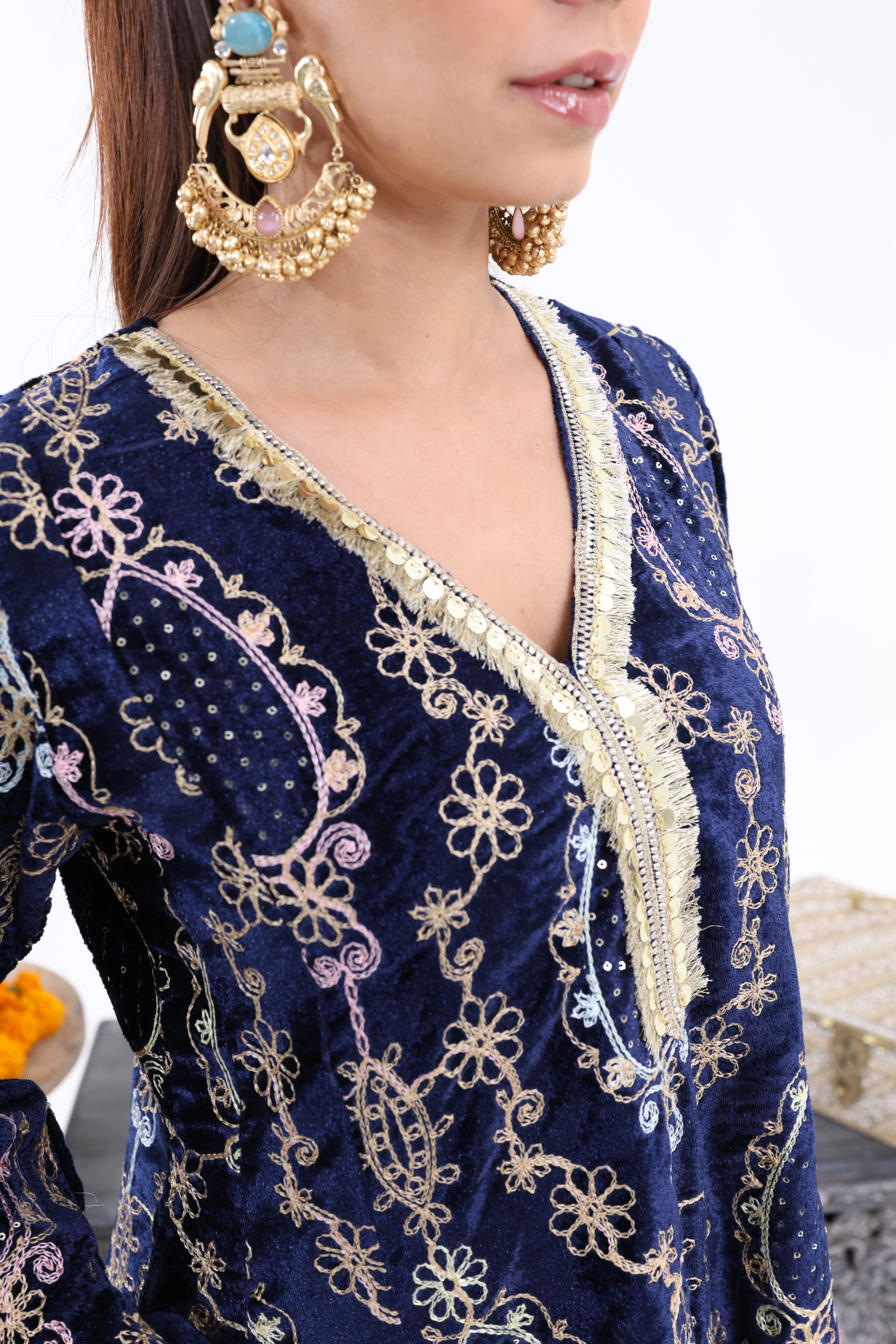 Blue Zeenat – Velvet Co-ord Set