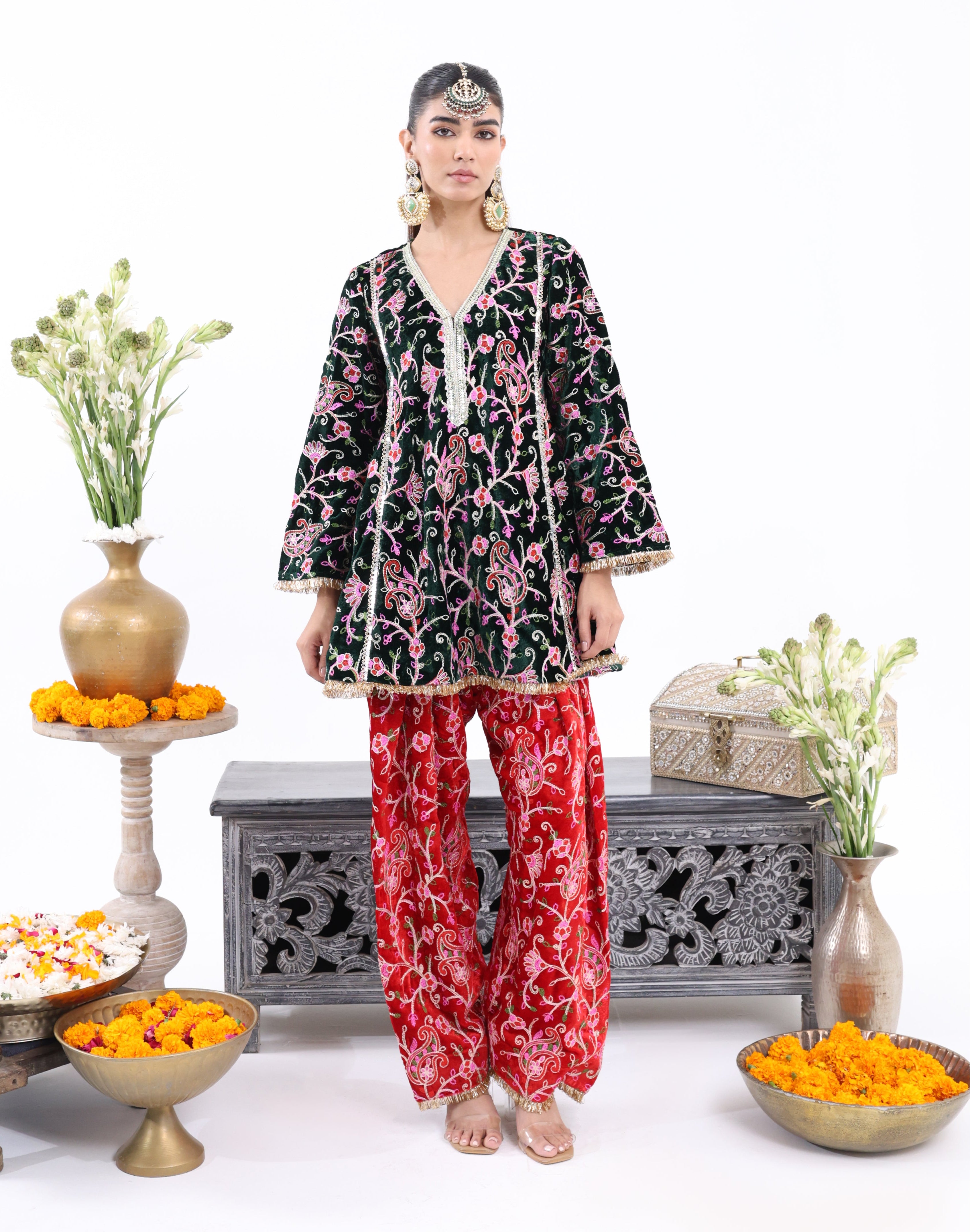 Green Mehrukh – Velvet Co-ord Set