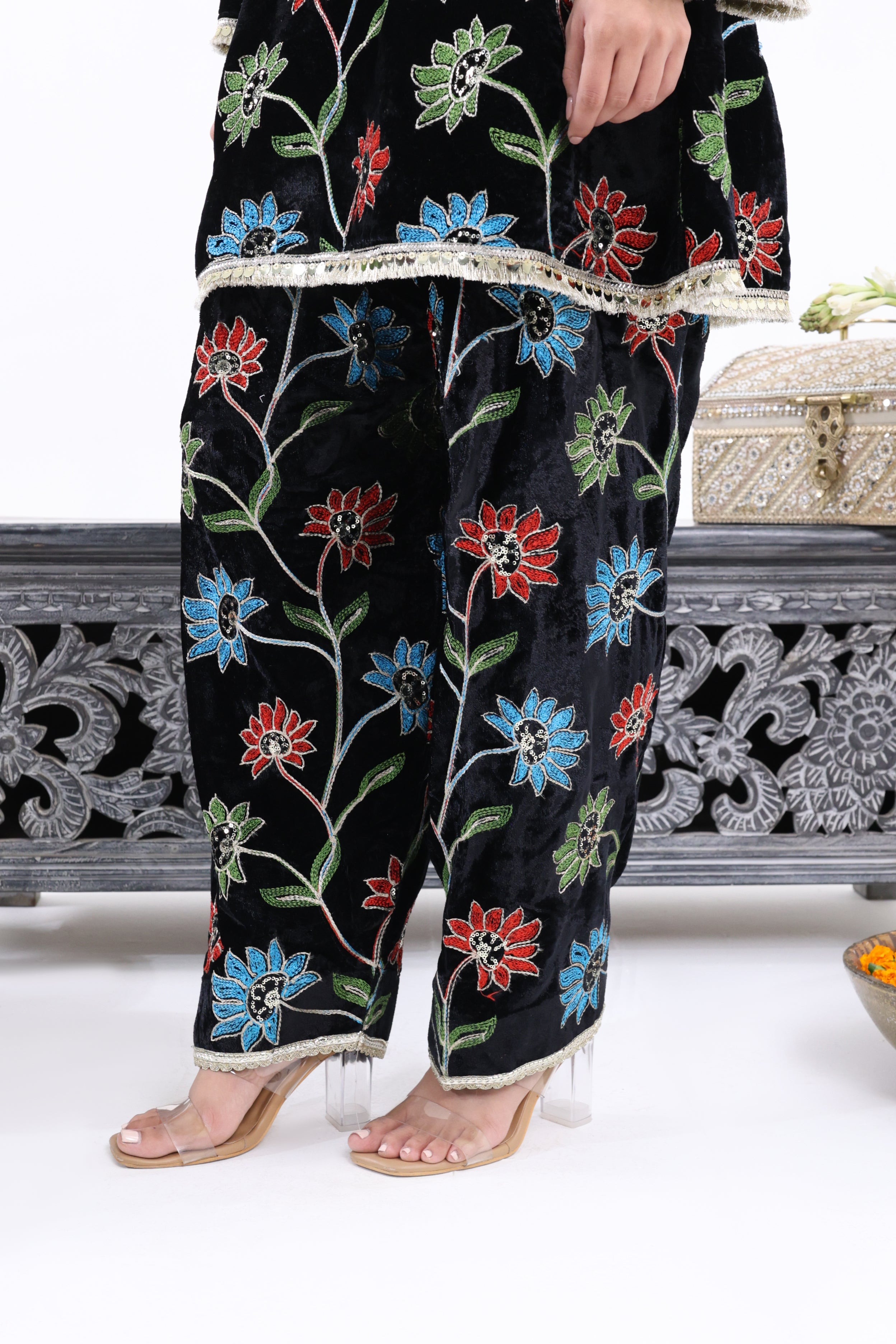 Black Shahnaz – Velvet Co-ord Set