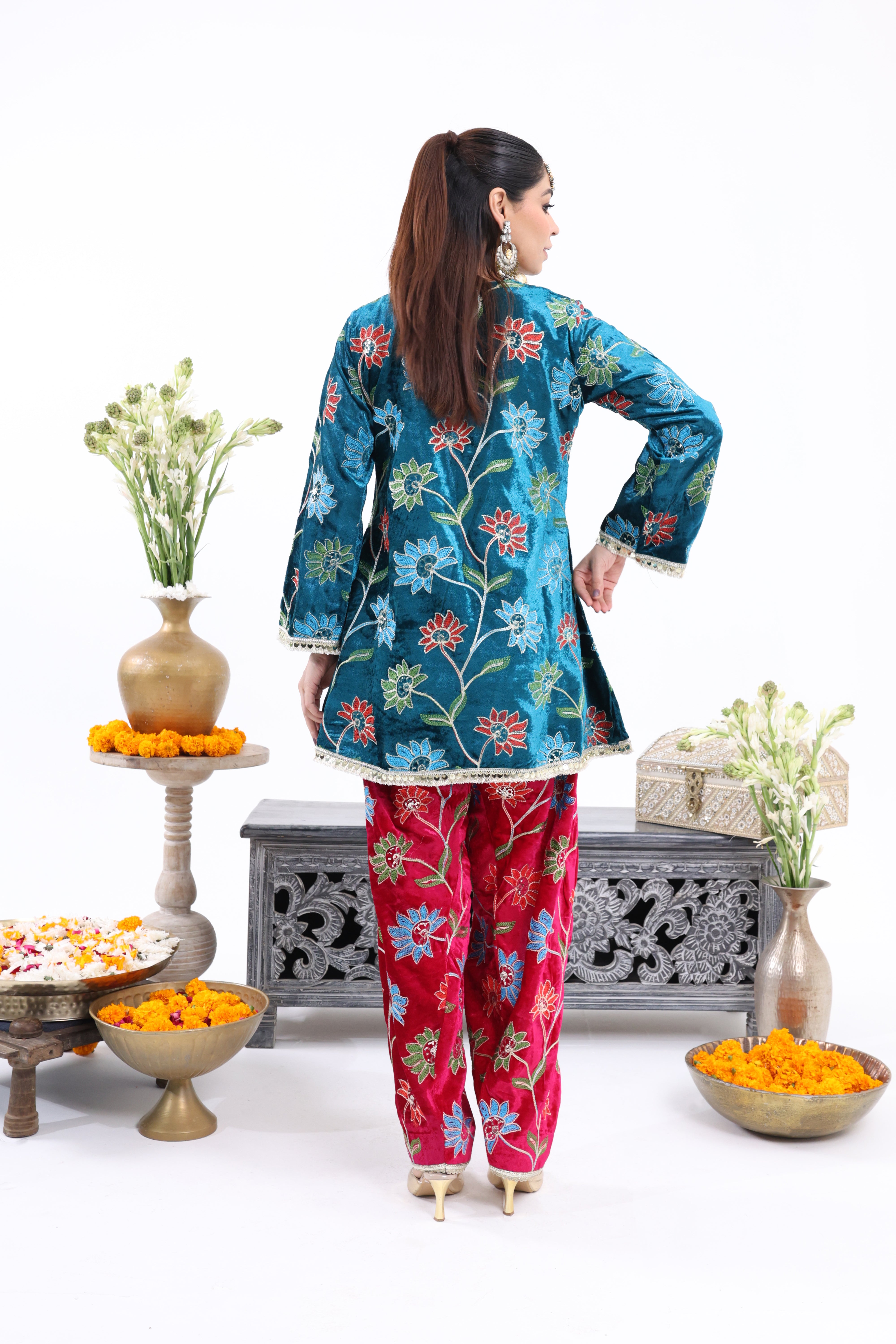 Blue Shahnaz – Velvet Co-ord Set