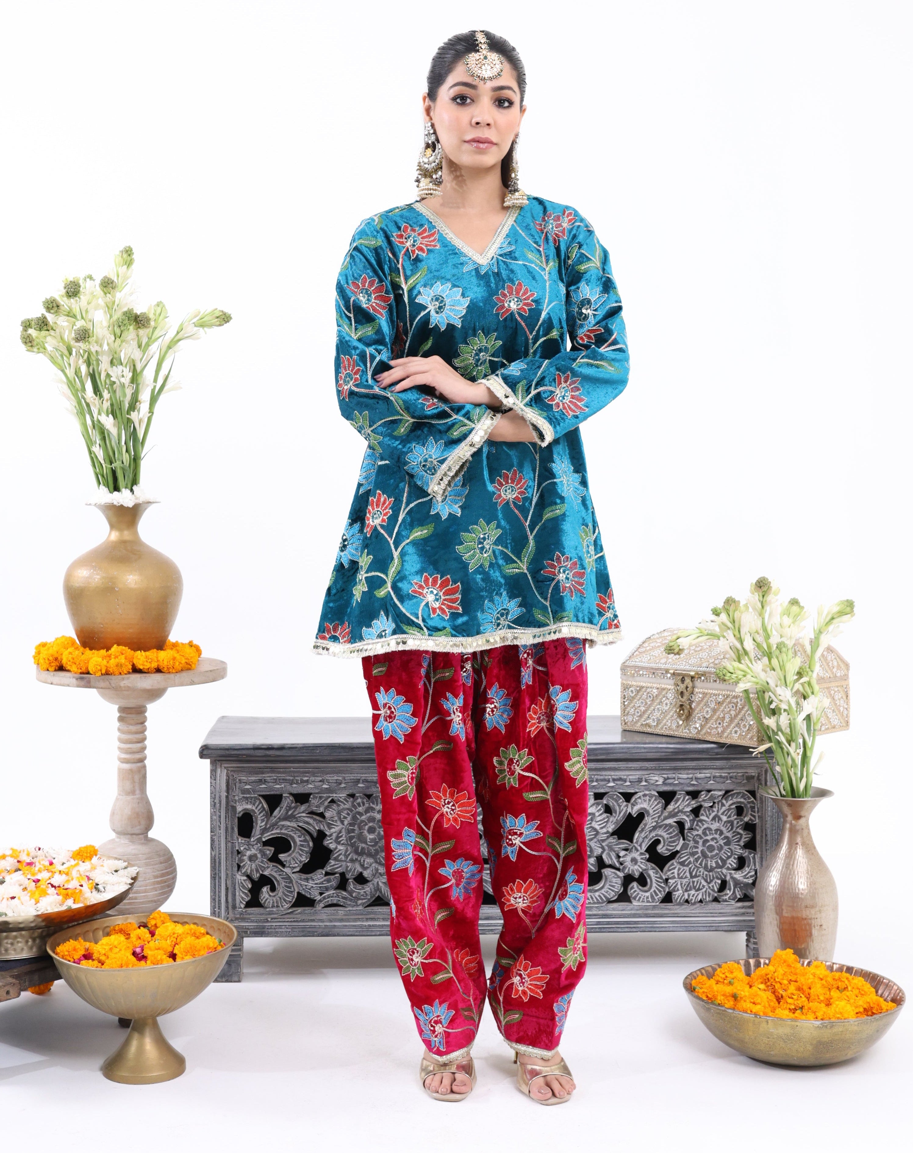 Blue Shahnaz – Velvet Co-ord Set