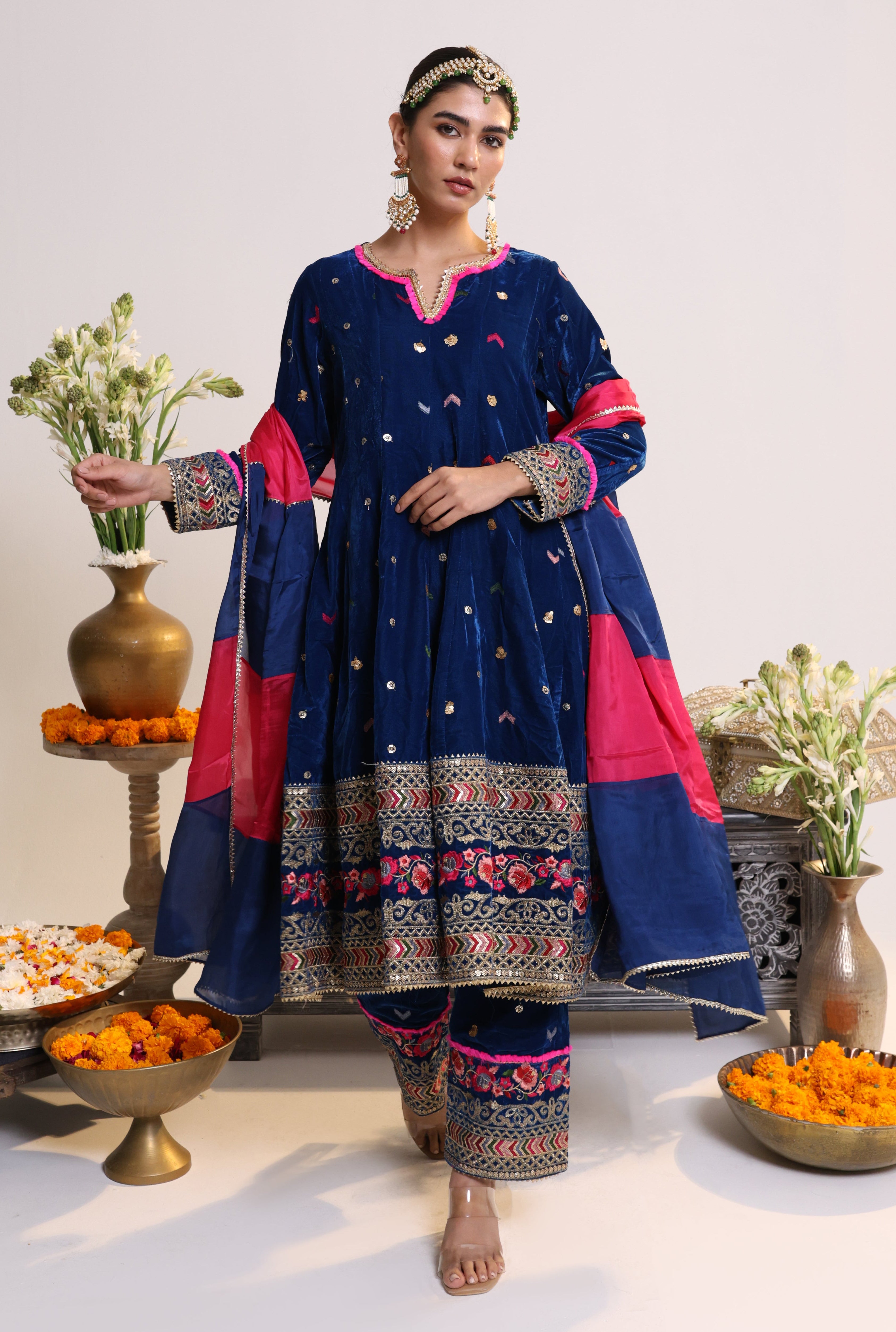 Nureh – Velvet Anarkali set