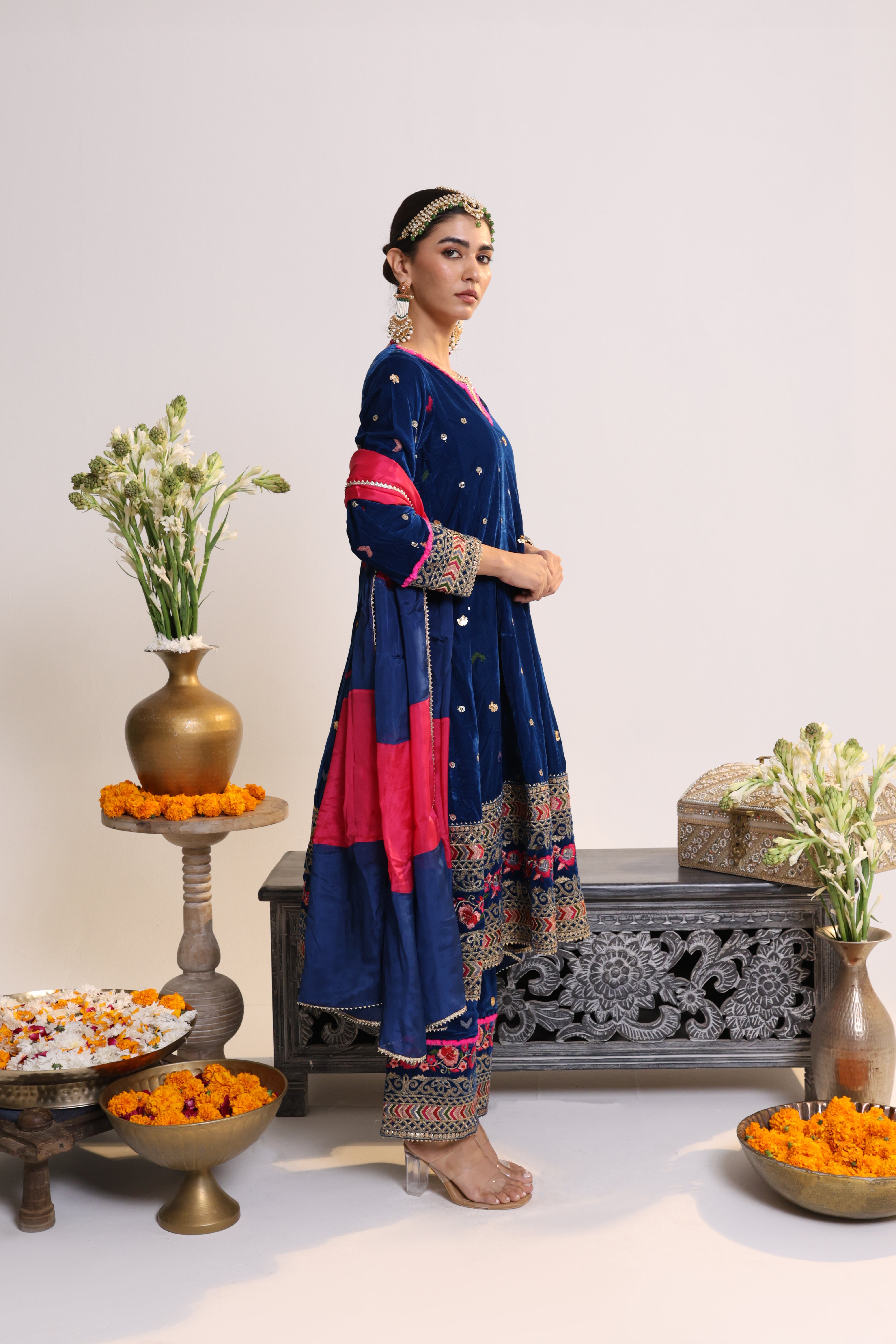 Nureh – Velvet Anarkali set