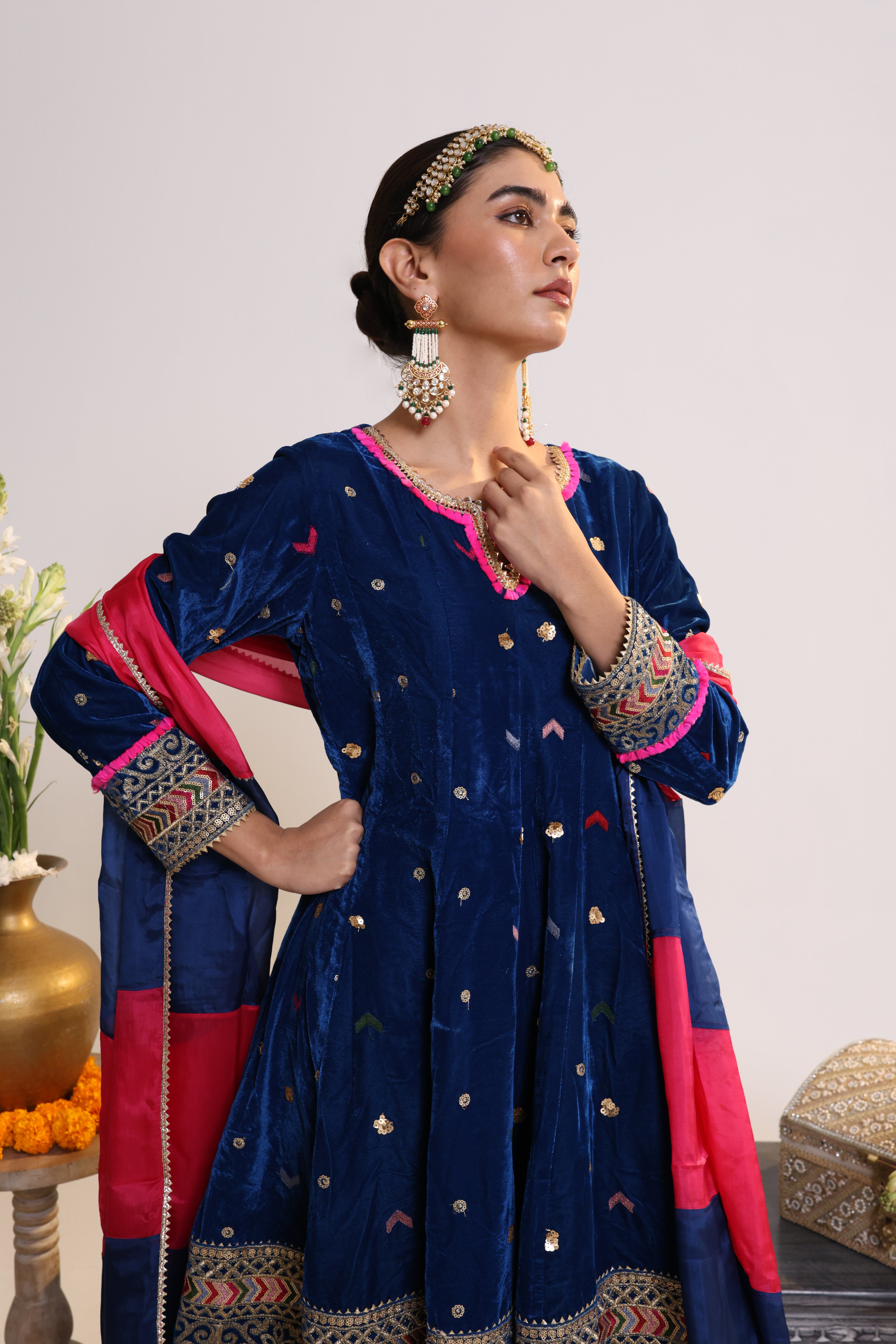 Nureh – Velvet Anarkali set