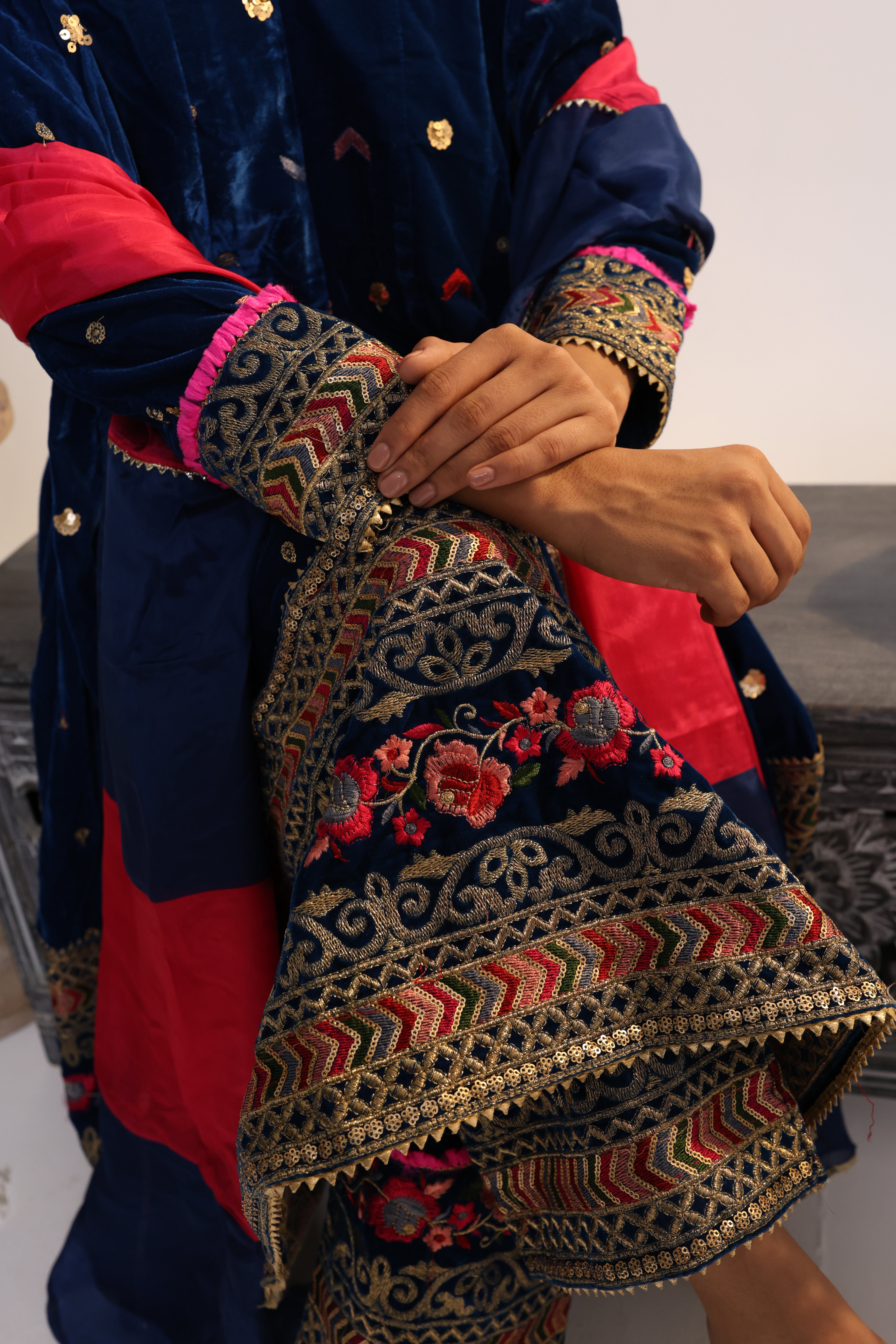 Nureh – Velvet Anarkali set