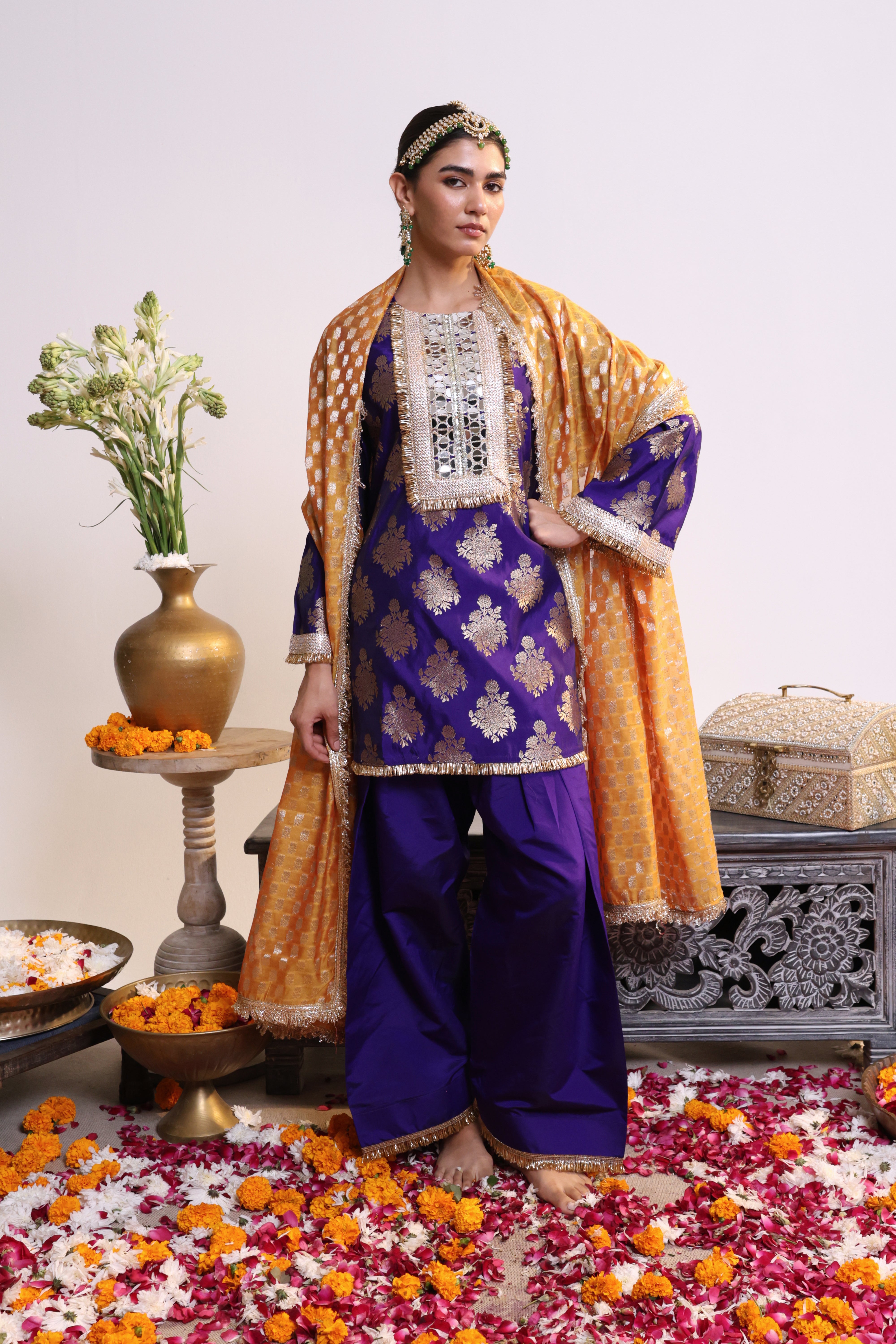Purple Zarqa –Farshi Salwar Suit