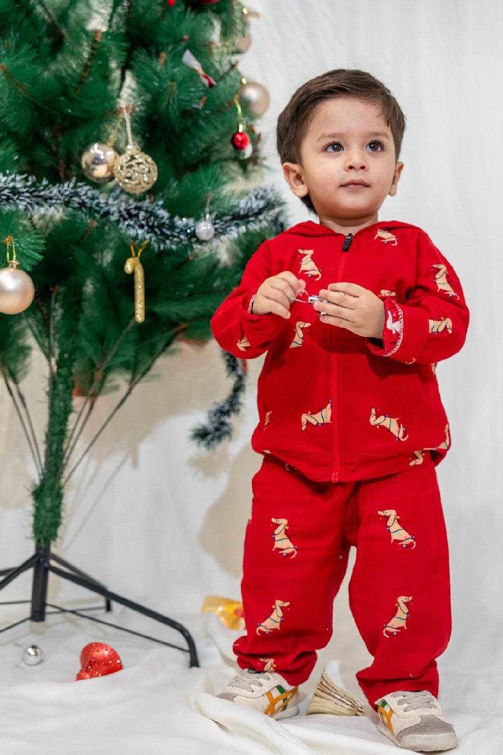 Festive Red Reindeer Tracksuit for Kids