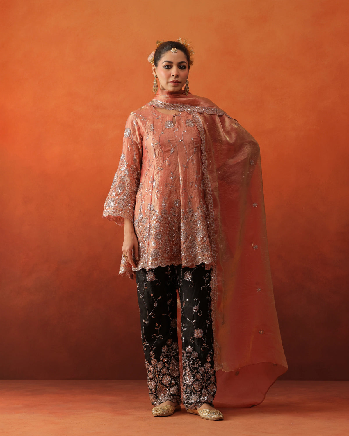 Mahnoor - Tailored Tapered Trousers Set with Dupatta
