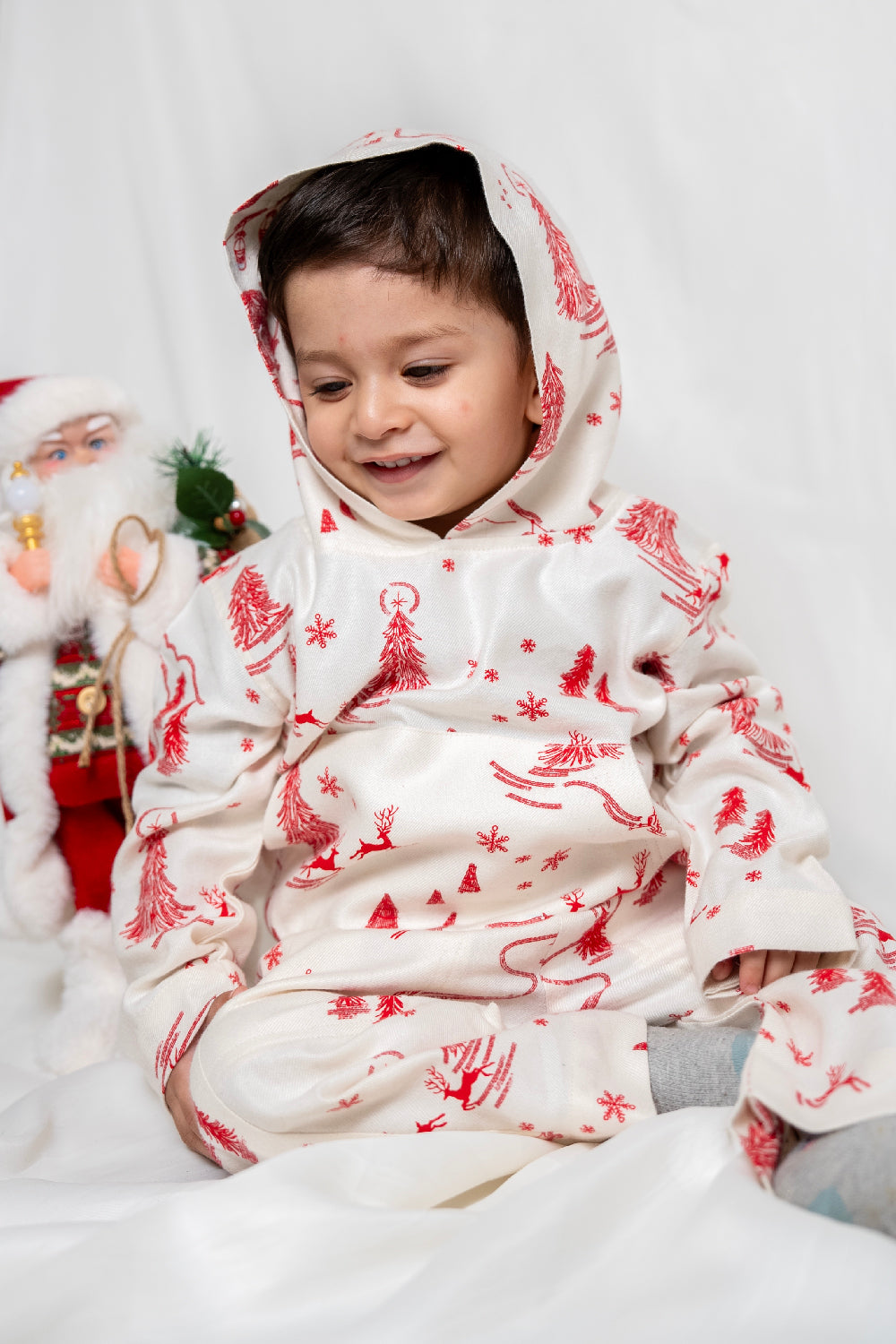 White Christmas Print Co-Ord Set for Kids