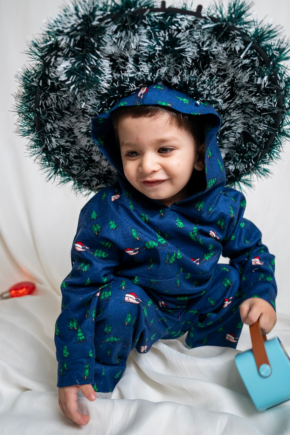 Festive Blue Christmas Tracksuit for Kids