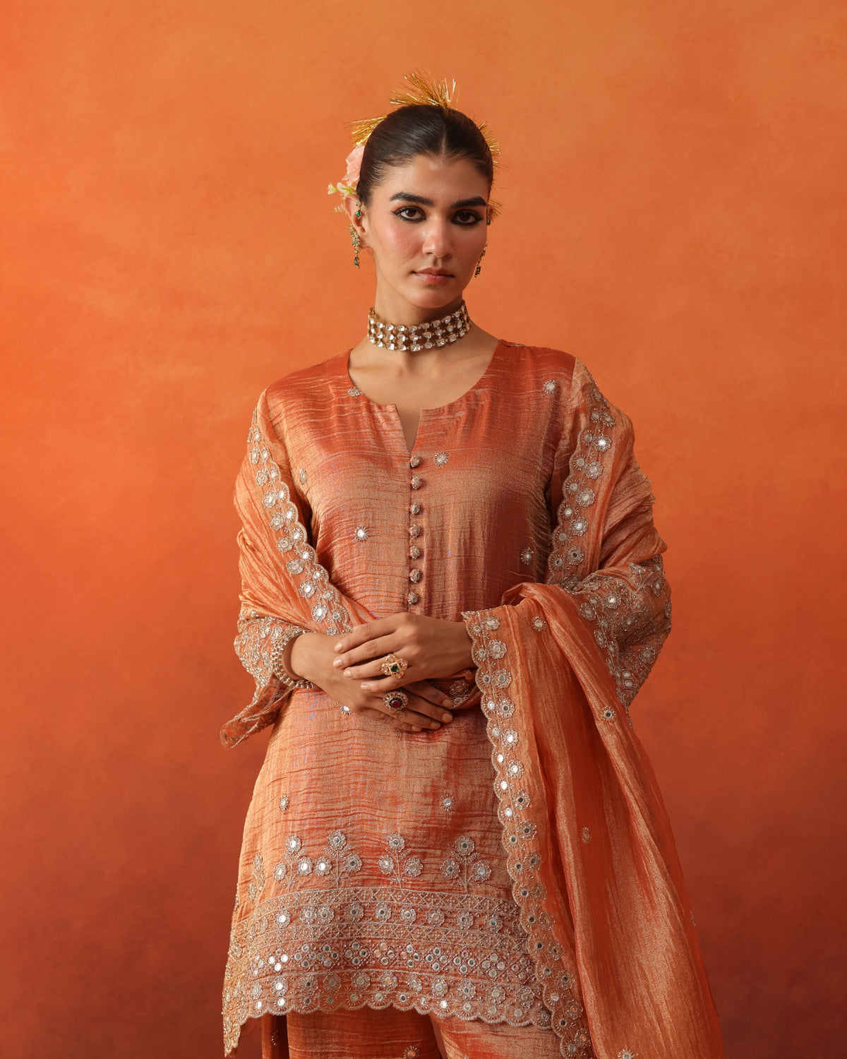Gulrukh - Tailored Tapered Trousers Set With Dupatta