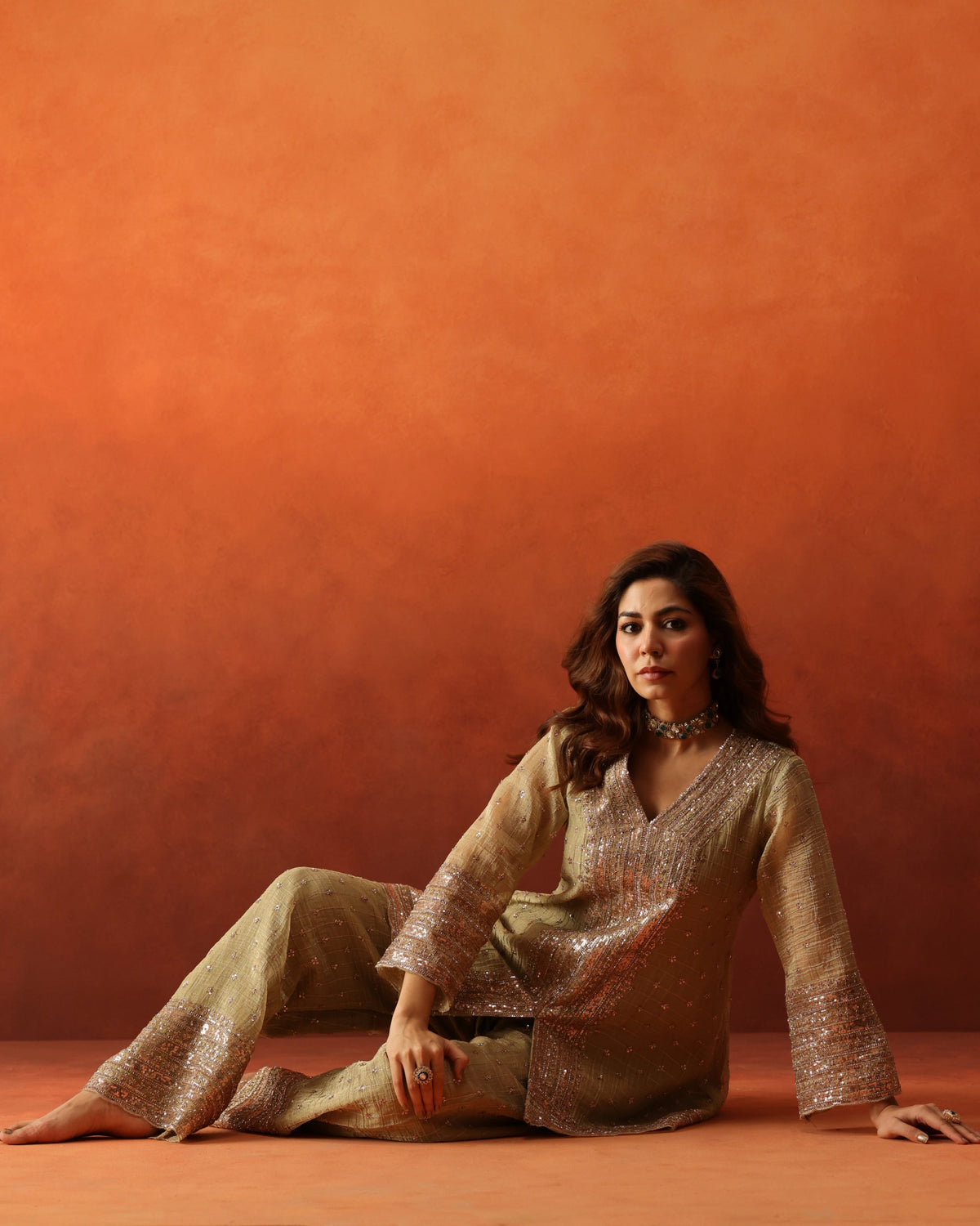 Sunehri - Pleated Farshi Pants Set