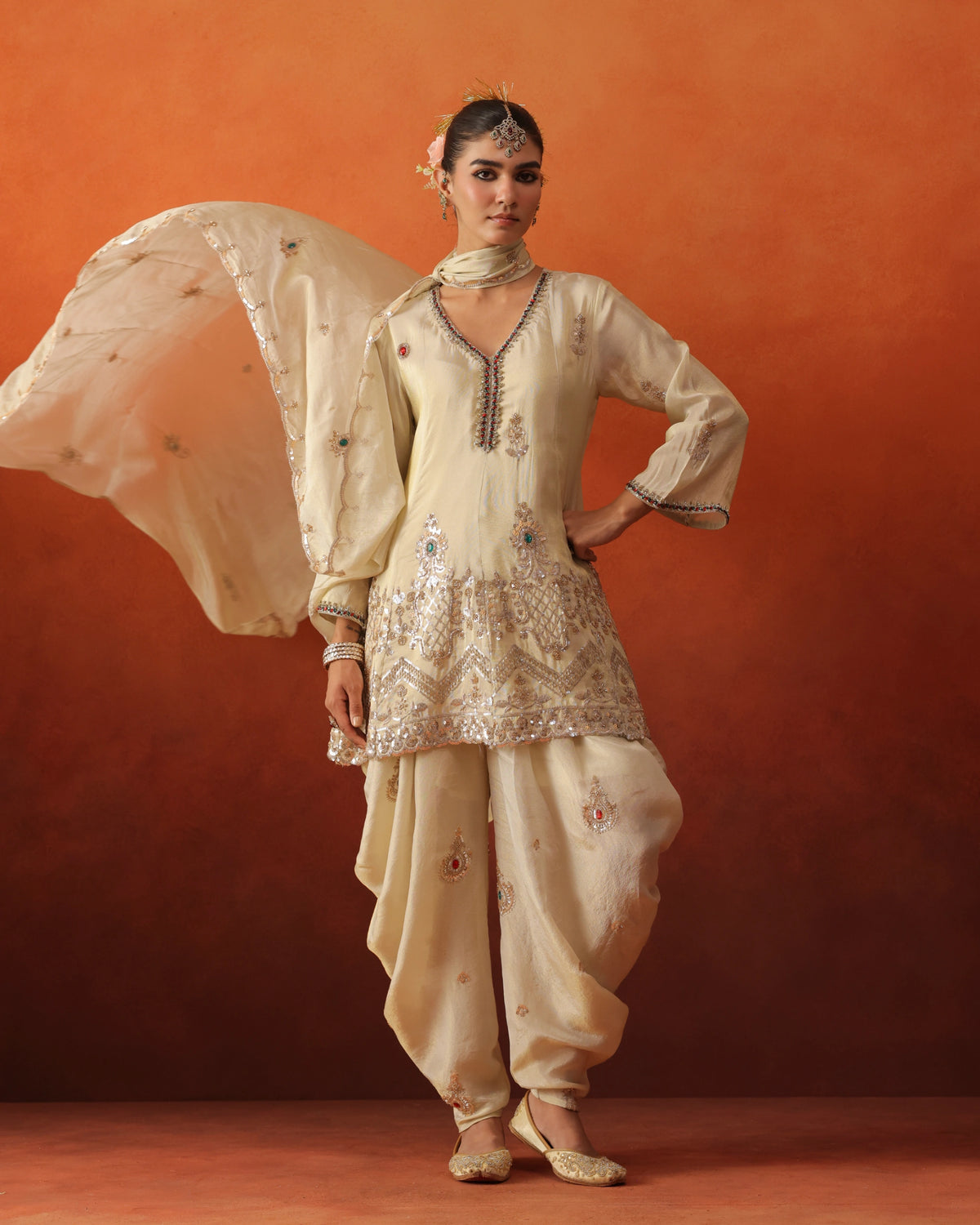 Chaandni - Draped Dhoti Salwar With Dupatta