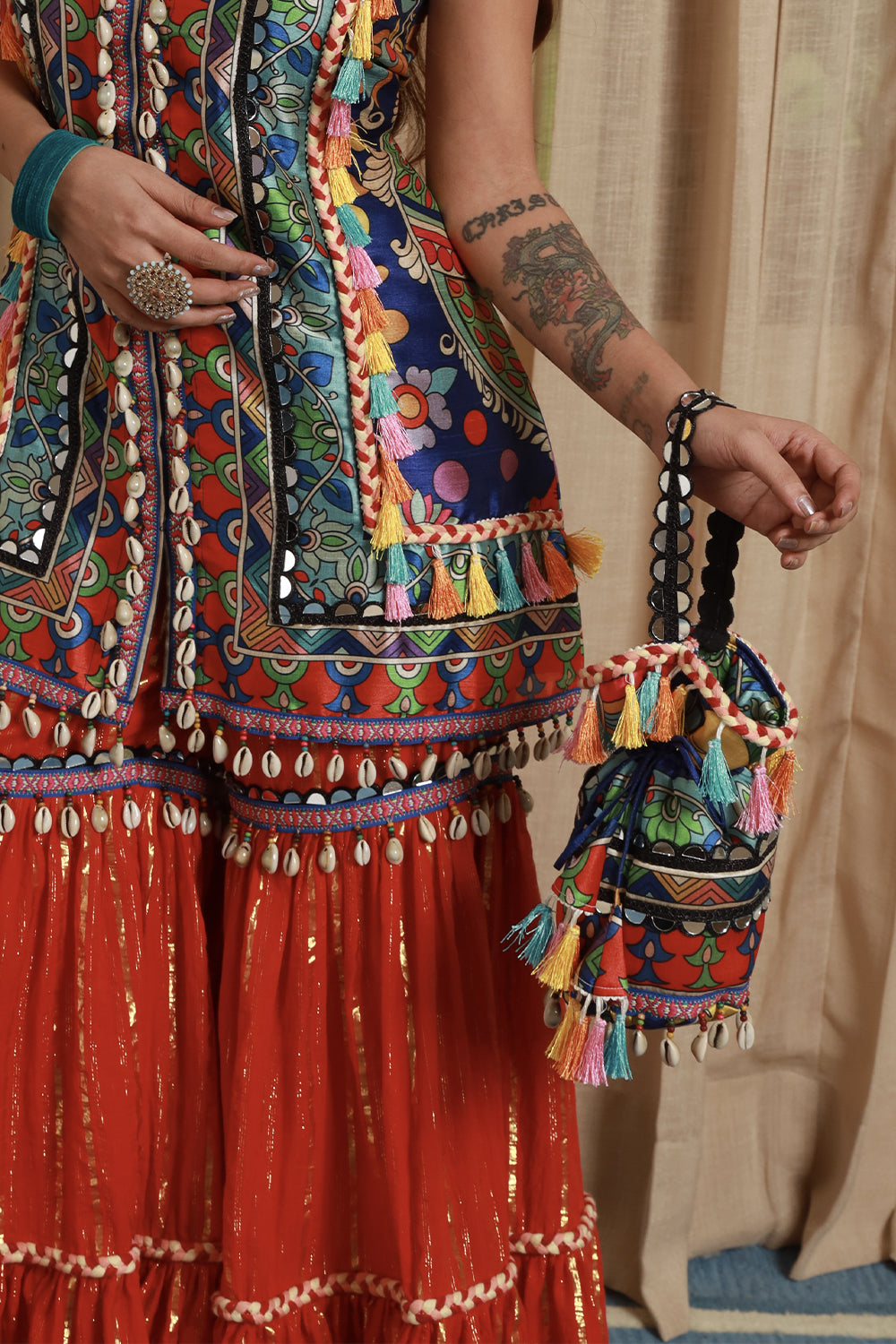 RED - RAAYA GHARARA SET WITH DUPPATTA