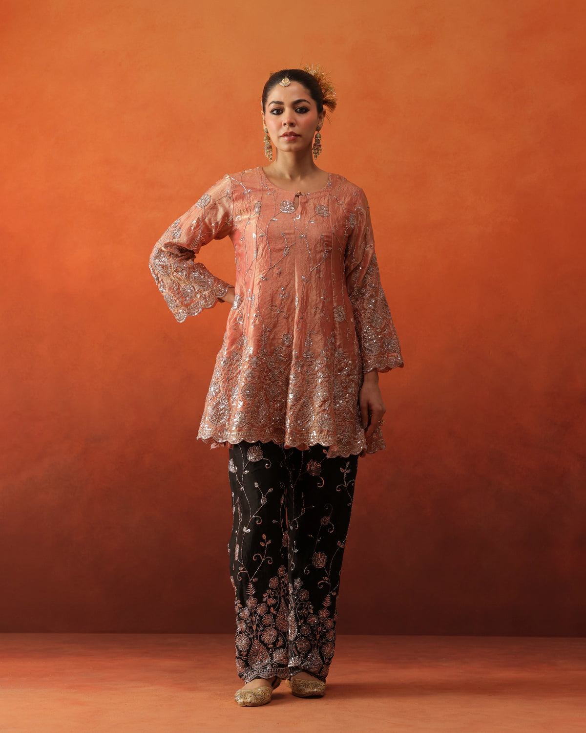 Mahnoor - Tailored Tapered Trousers Set with Dupatta