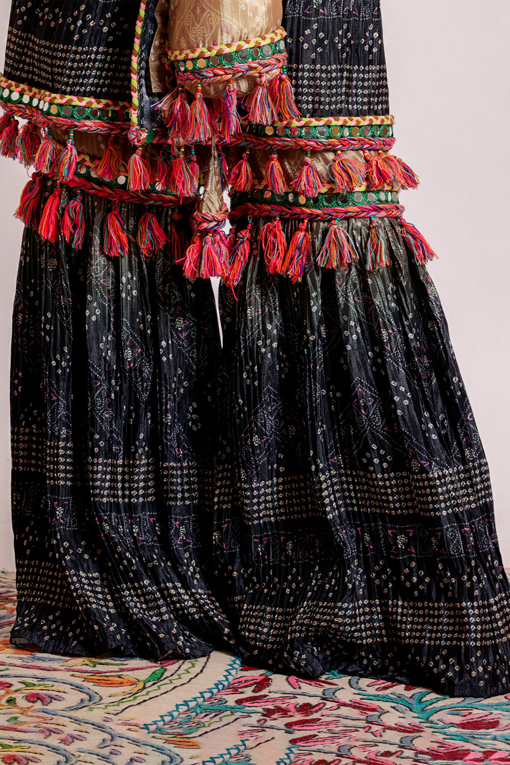 Kurta & Garara with Potli Radiant Attire with Mirror, Dori & Latkan Accents