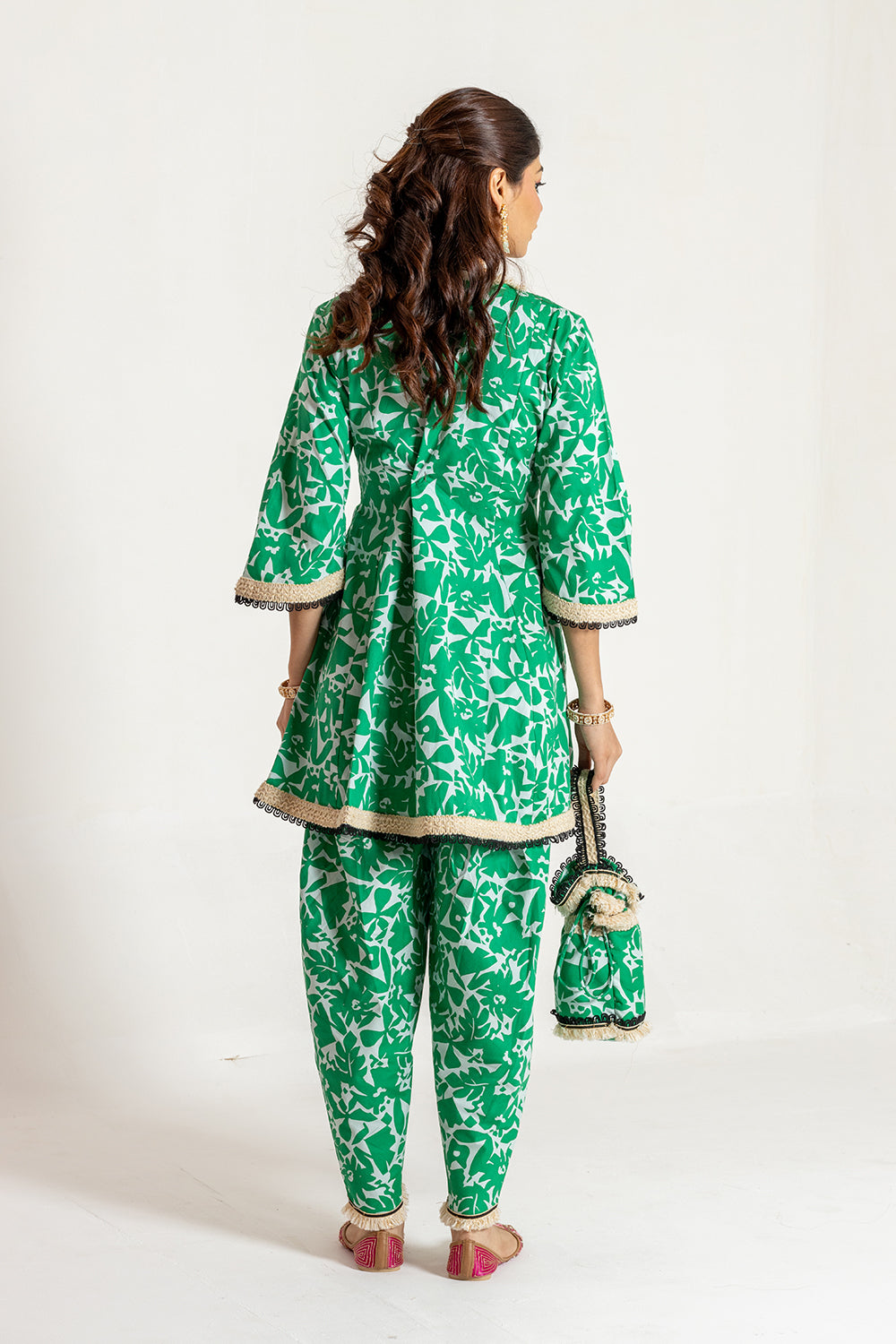 Dhoti set with Potli Minimalist Printed Design