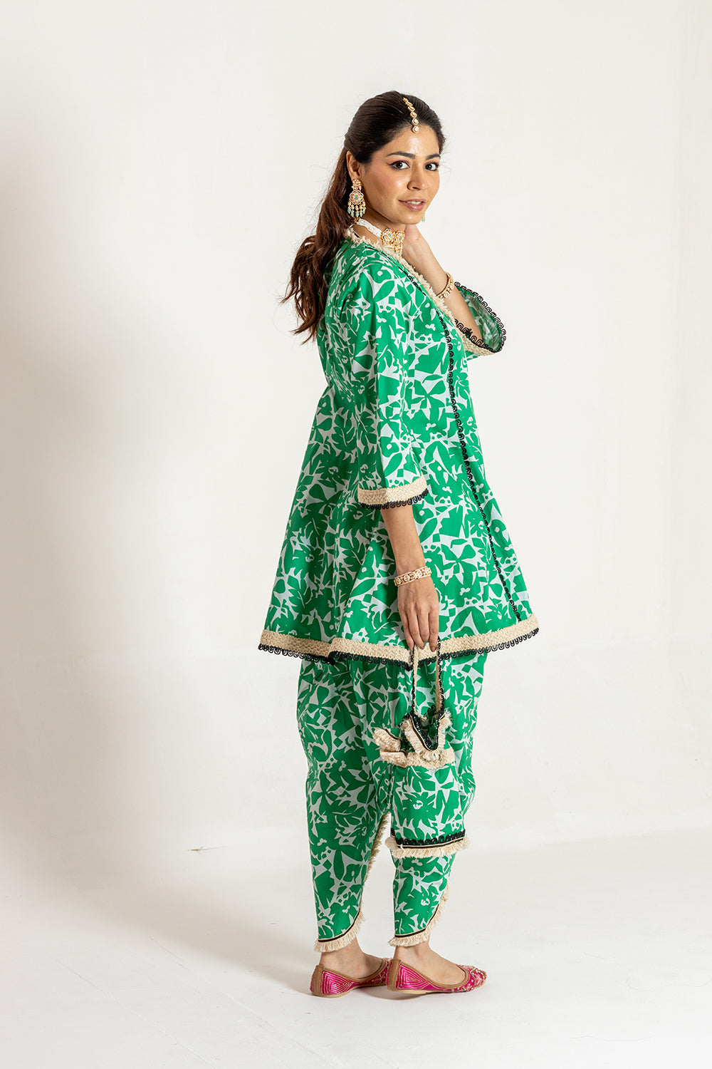 Dhoti set with Potli Minimalist Printed Design