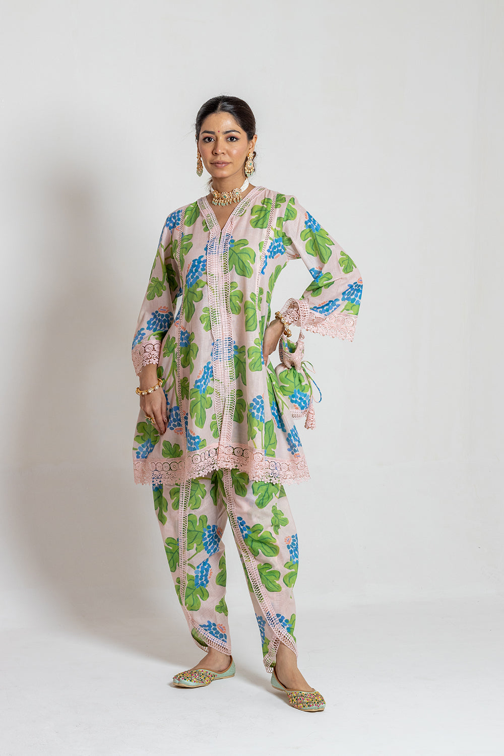 Dhoti set with Potli Elegant Printed Indian Wear