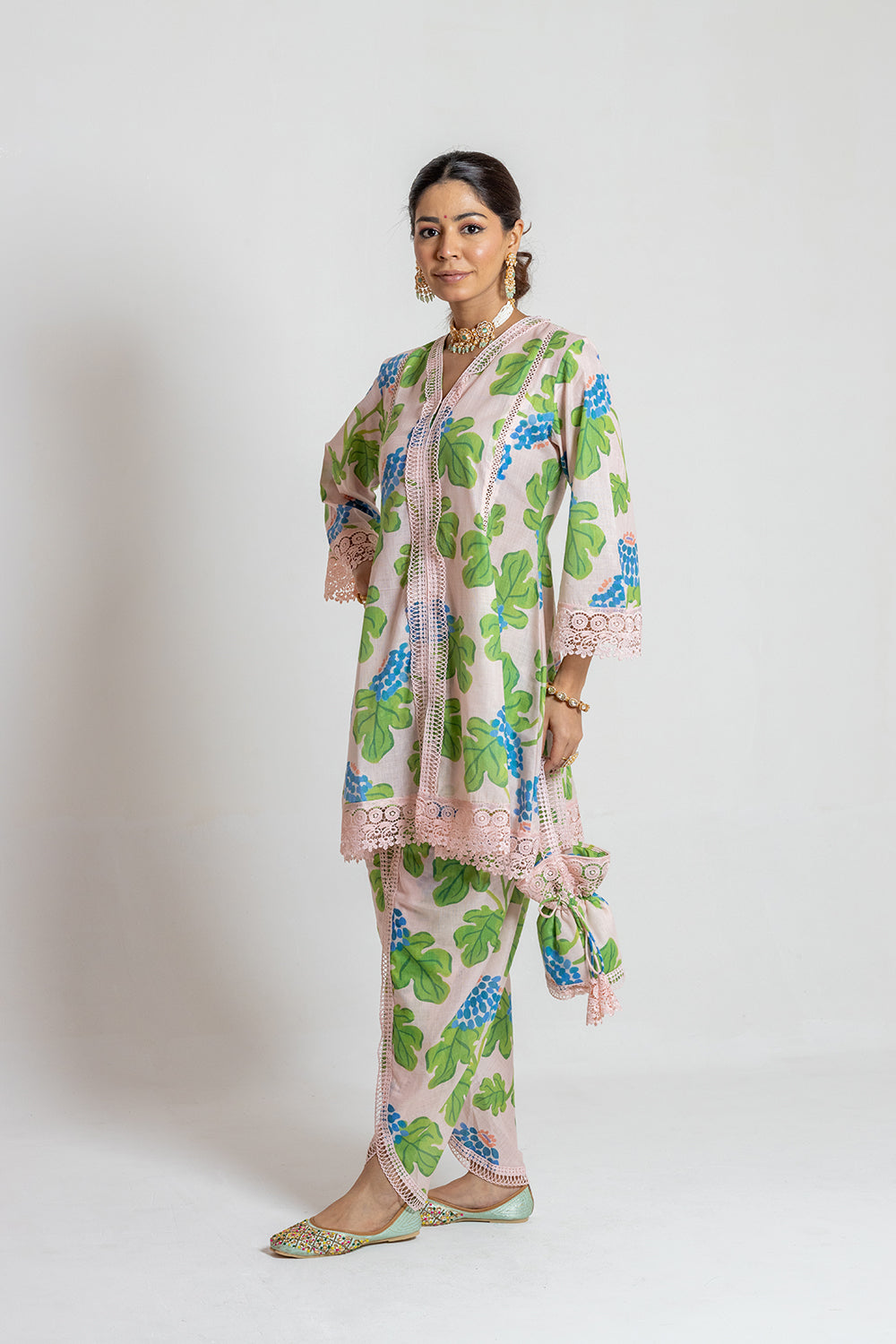 Dhoti set with Potli Elegant Printed Indian Wear