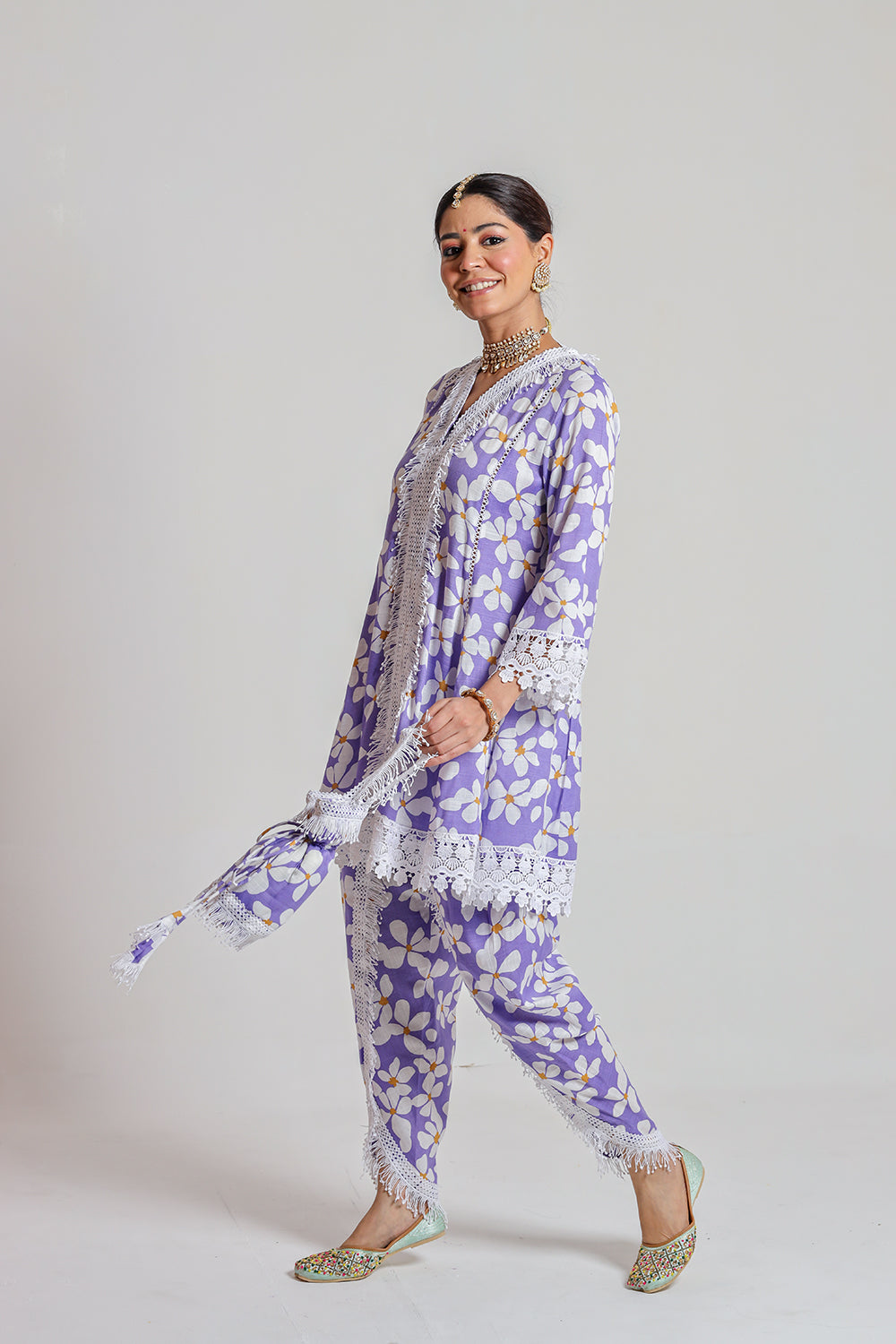 Dhoti set with Potli Light and Airy Printed Design
