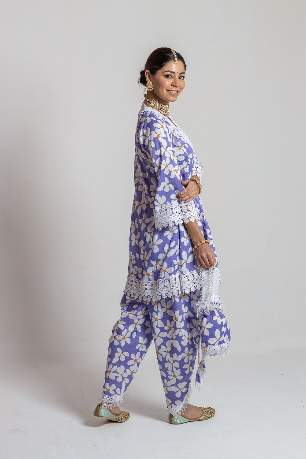 Dhoti set with Potli Light and Airy Printed Design