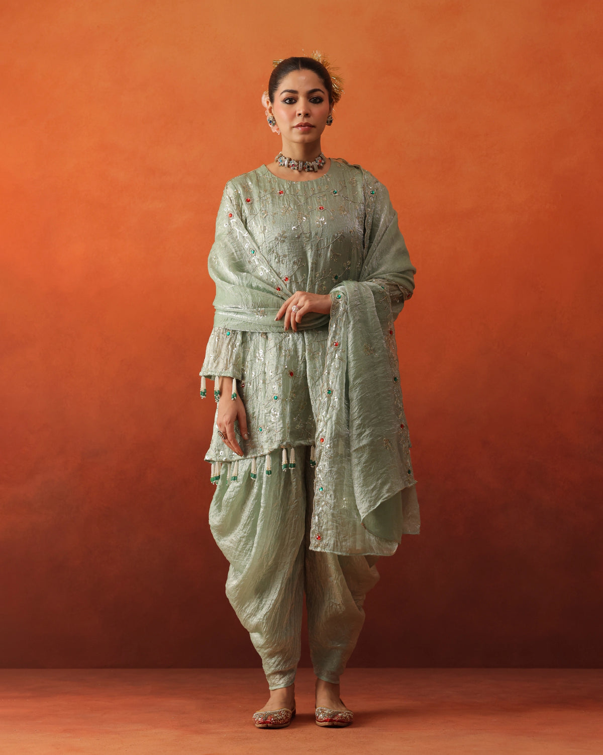 Noor - Draped Dhoti Salwar With Dupatta
