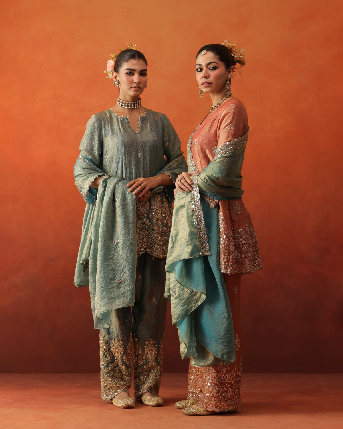 Gulshan - Pleated Farshi Pants Set With Dupatta