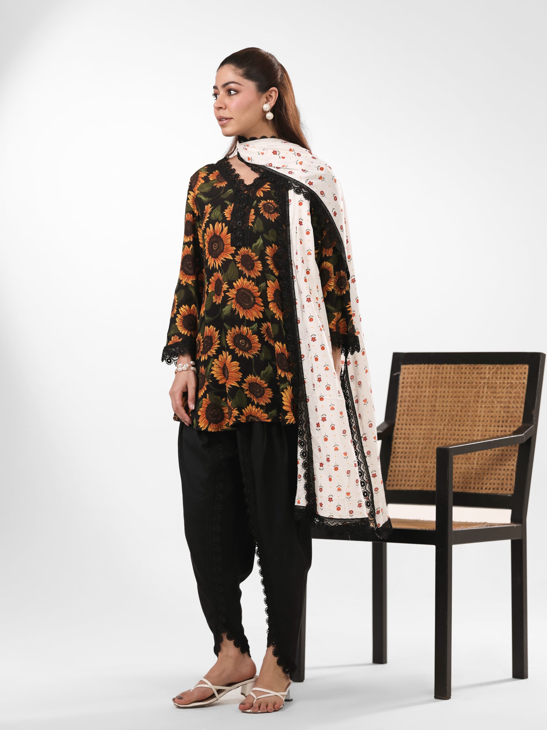 Azure - Floral Dhoti Set