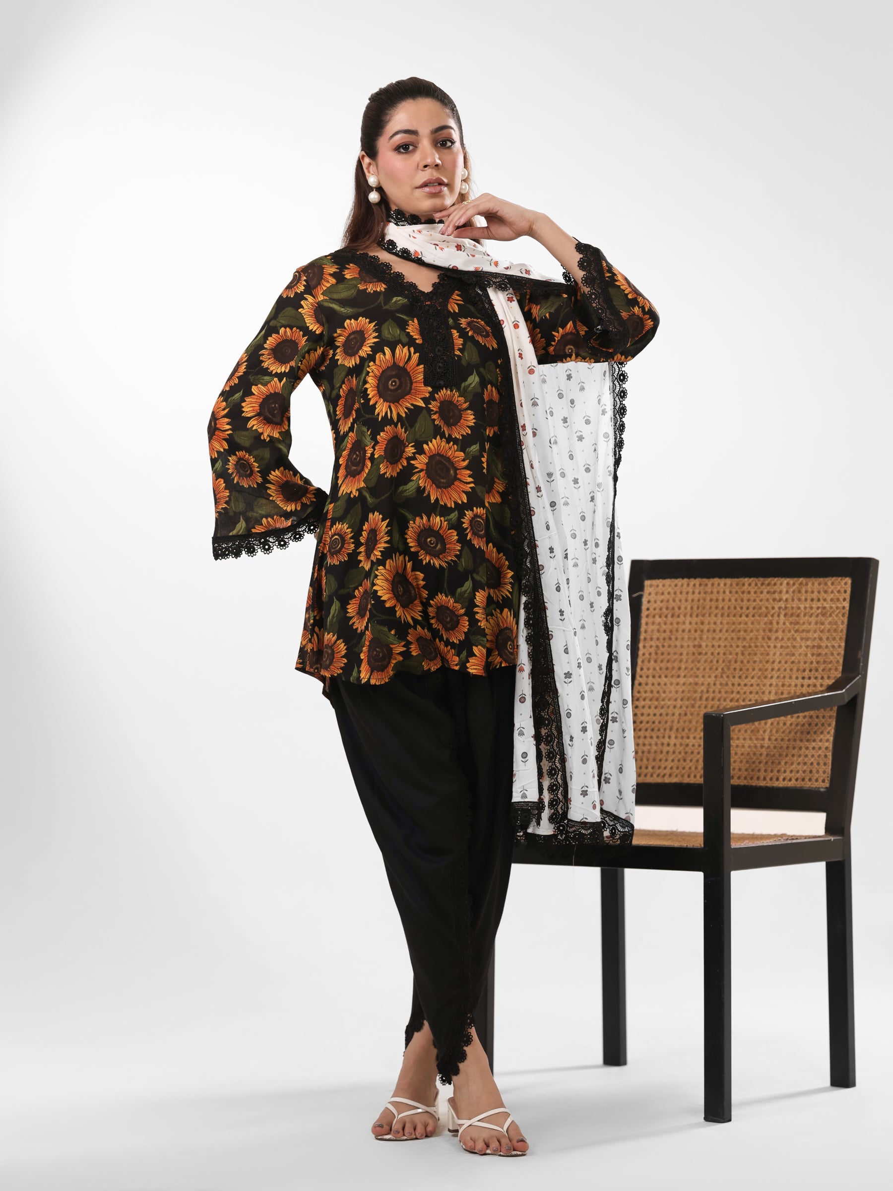 Azure - Floral Dhoti Set