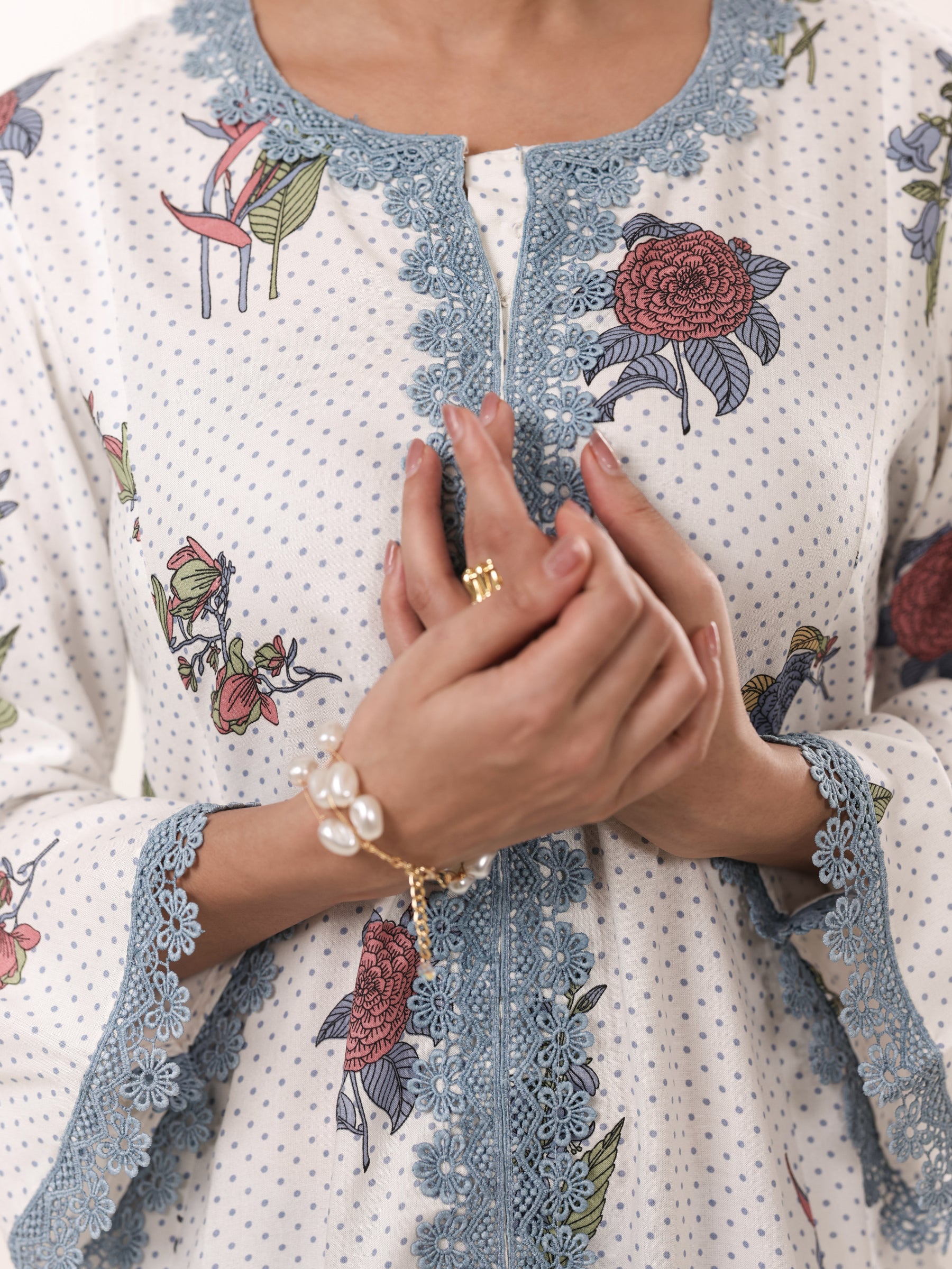 White Viva - Polka Farshi Salwar Set