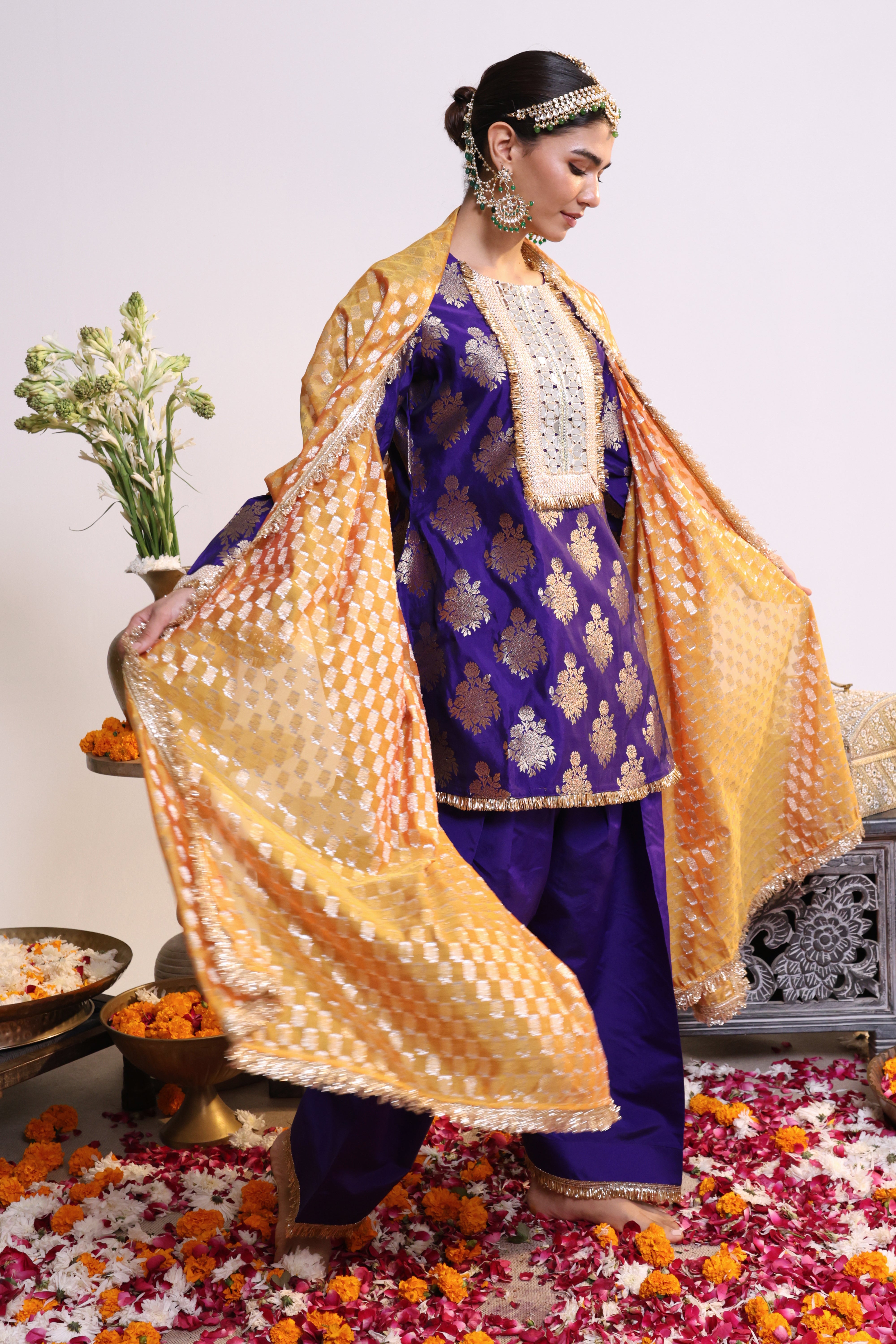 Purple Zarqa –Farshi Salwar Suit