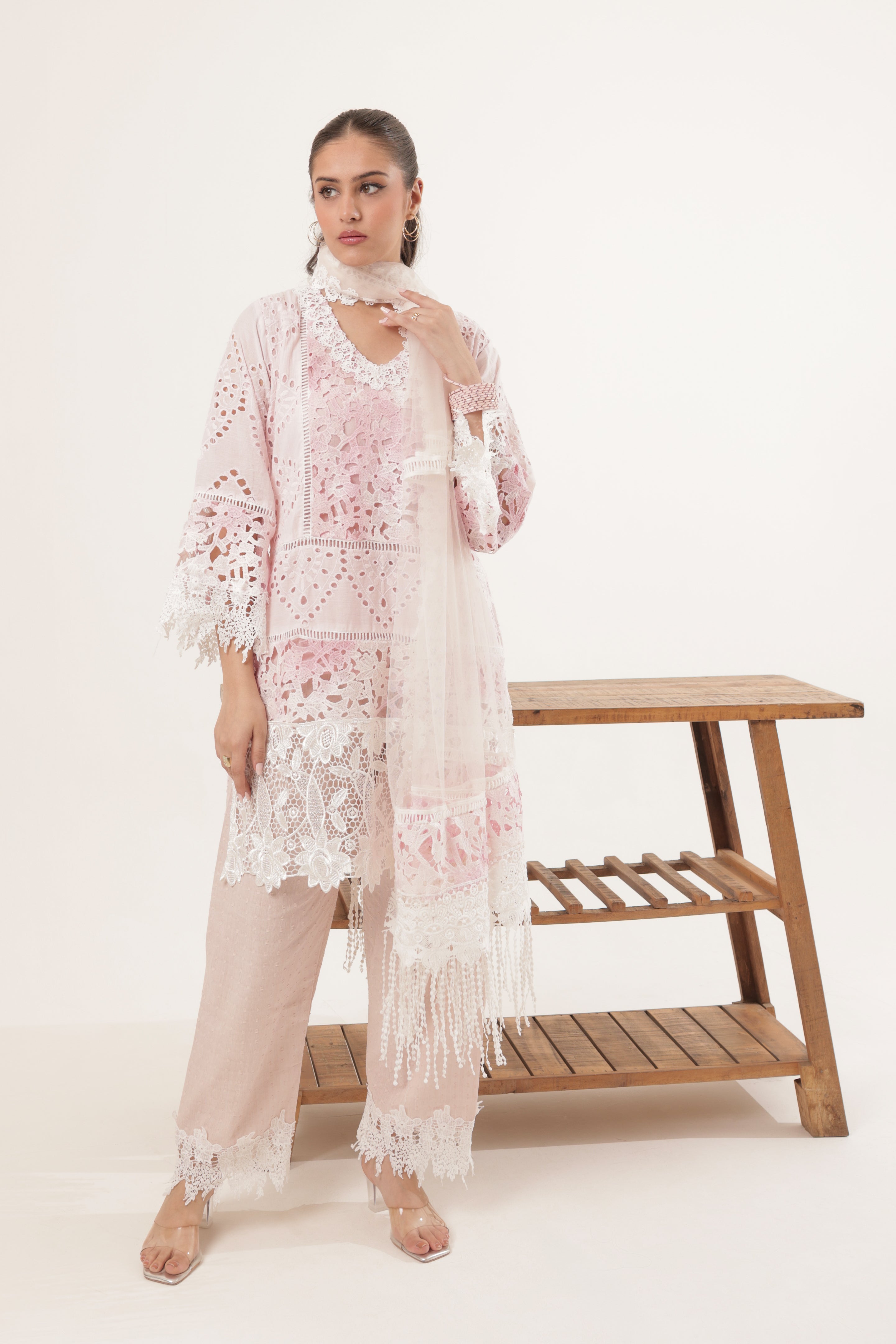 Pink Baiza Crochet Suit