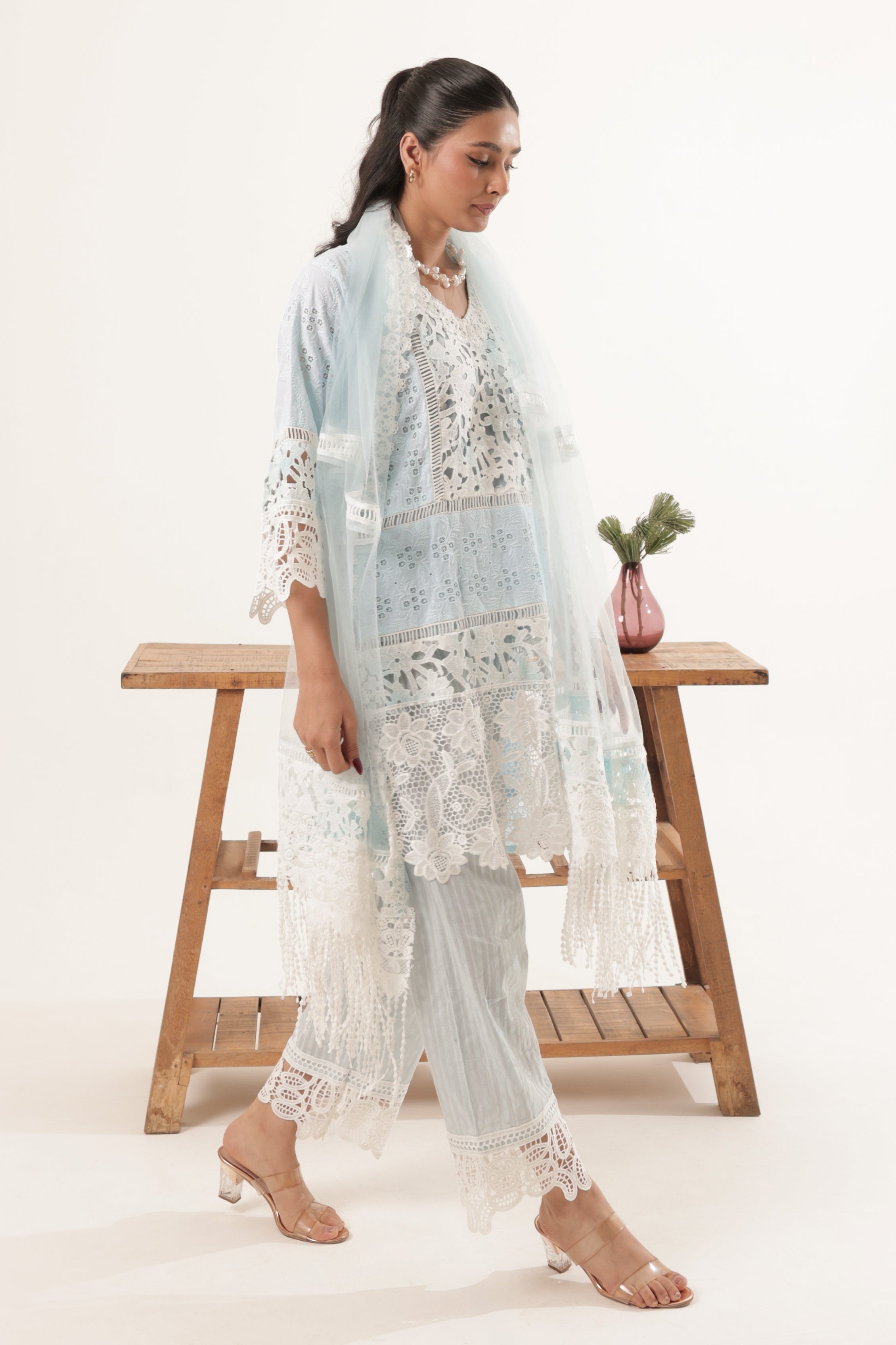 Blue Baiza Crochet Suit