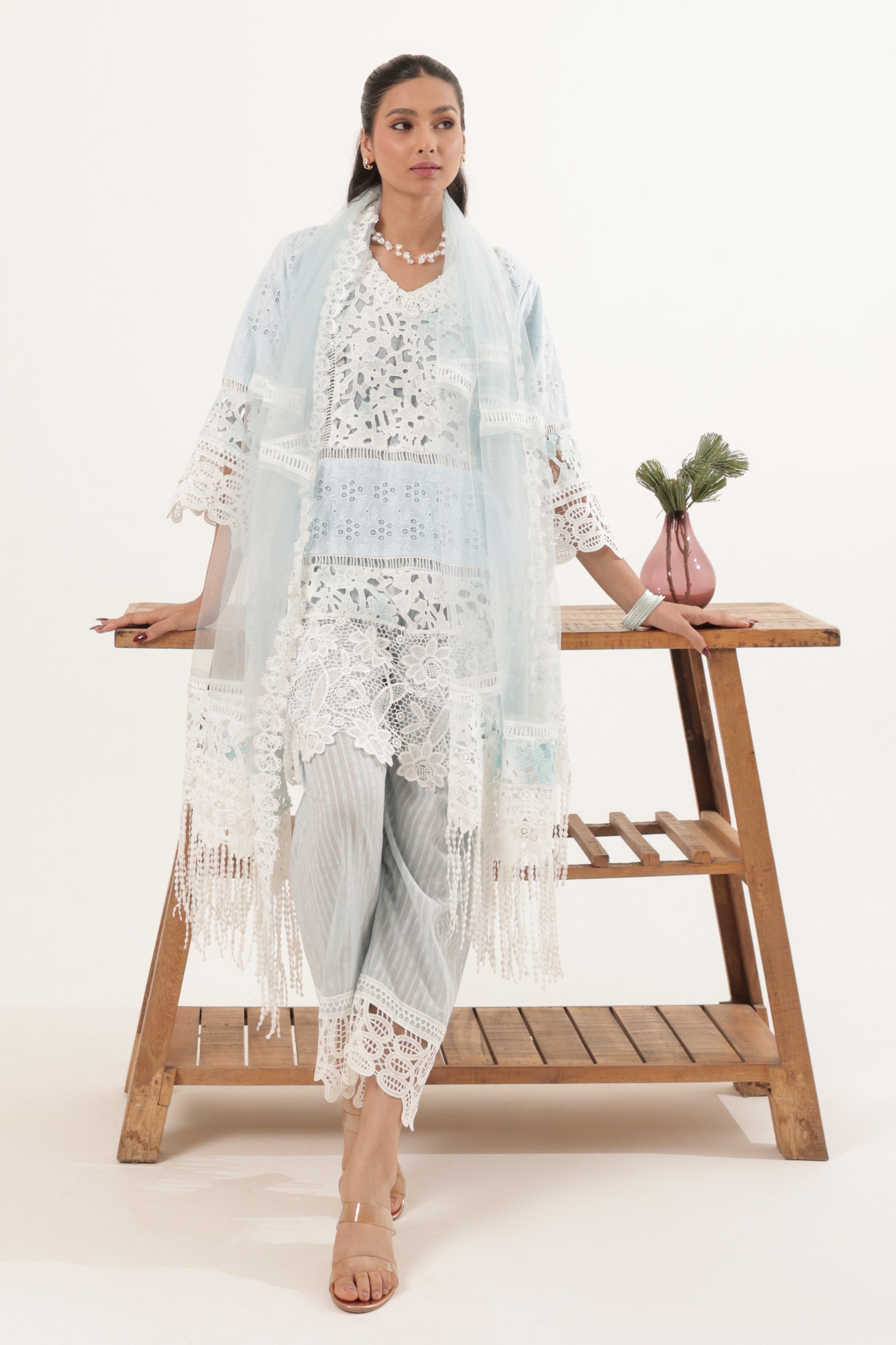 Blue Baiza Crochet Suit