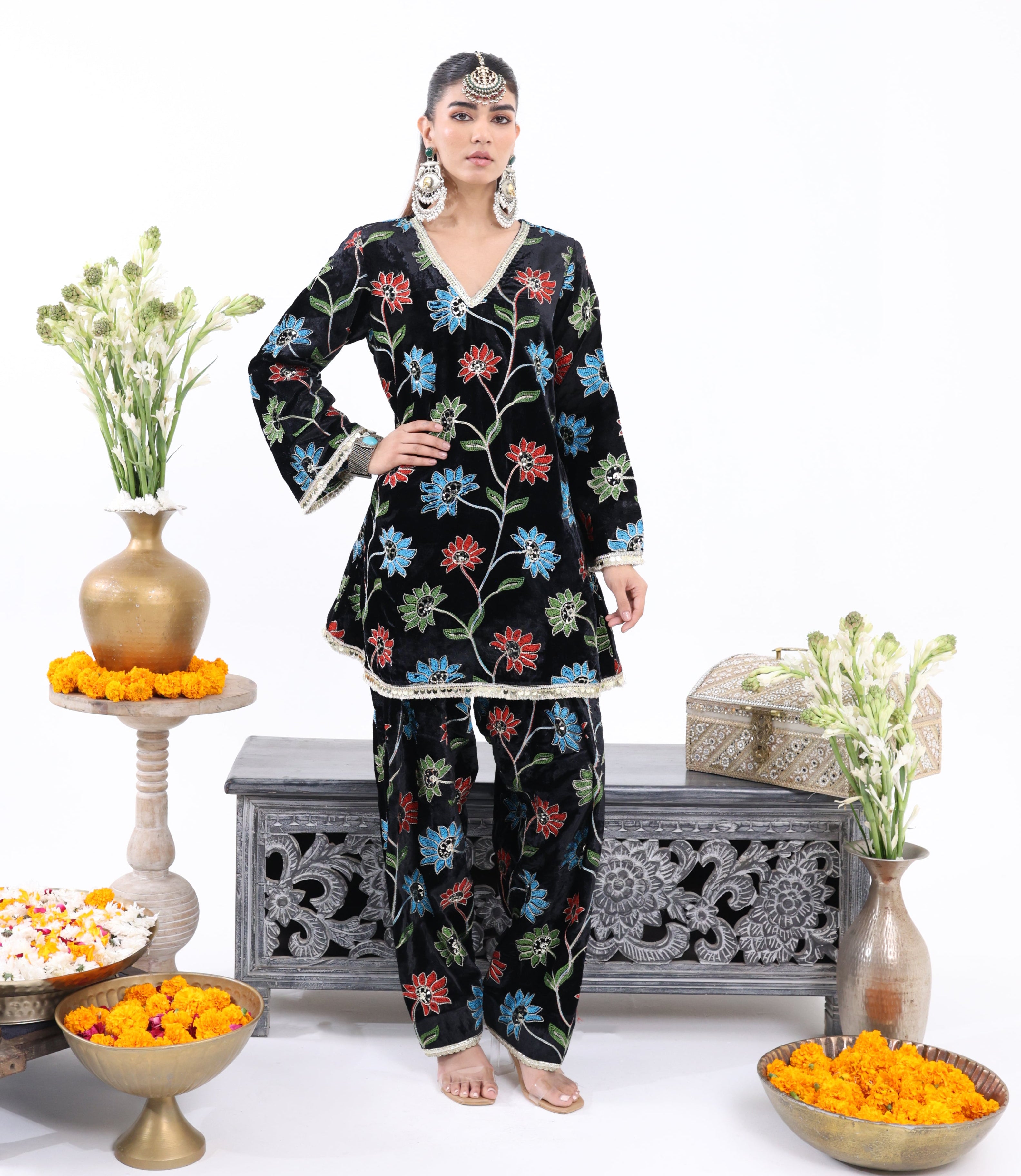 Black Shahnaz – Velvet Co-ord Set