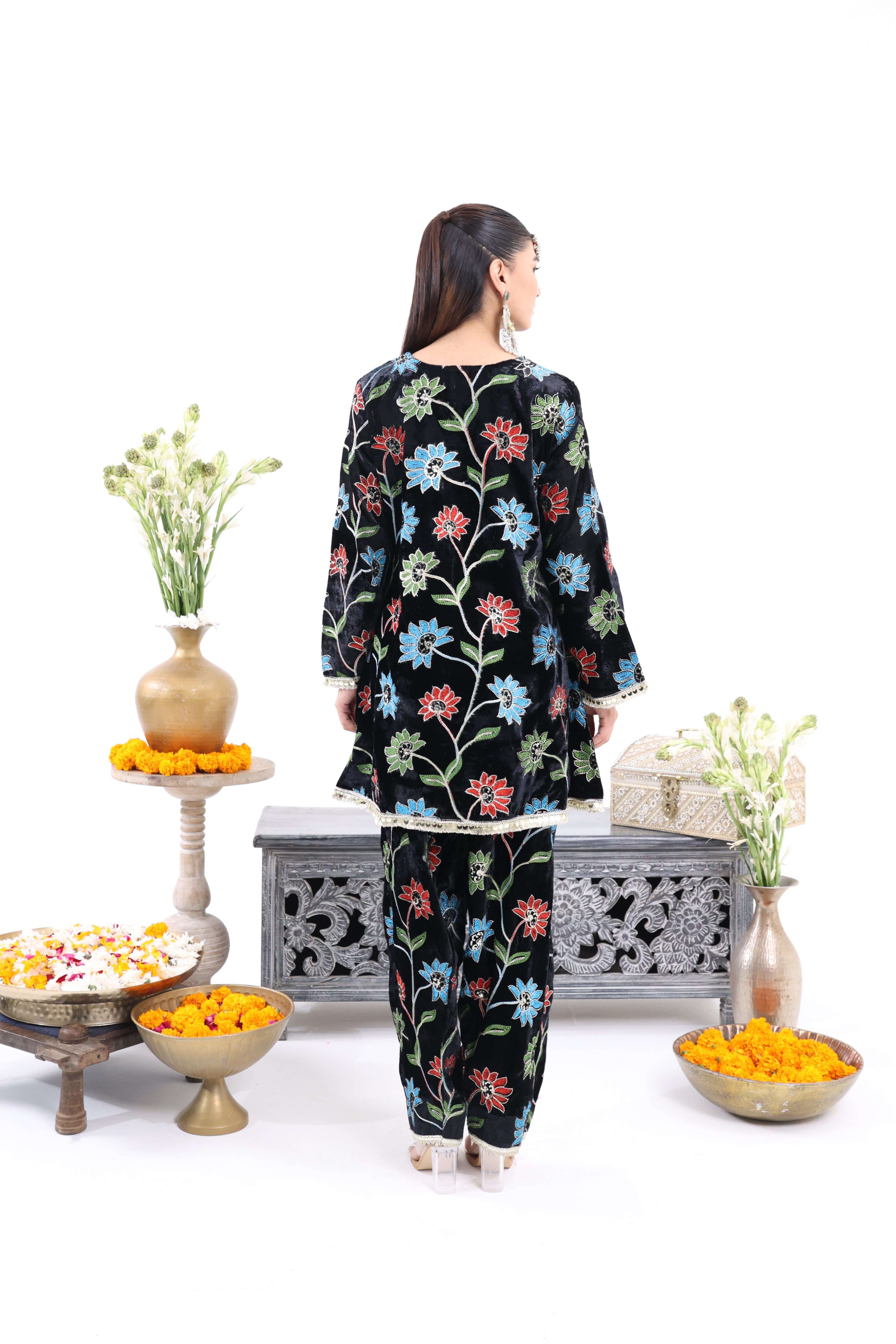 Black Shahnaz – Velvet Co-ord Set