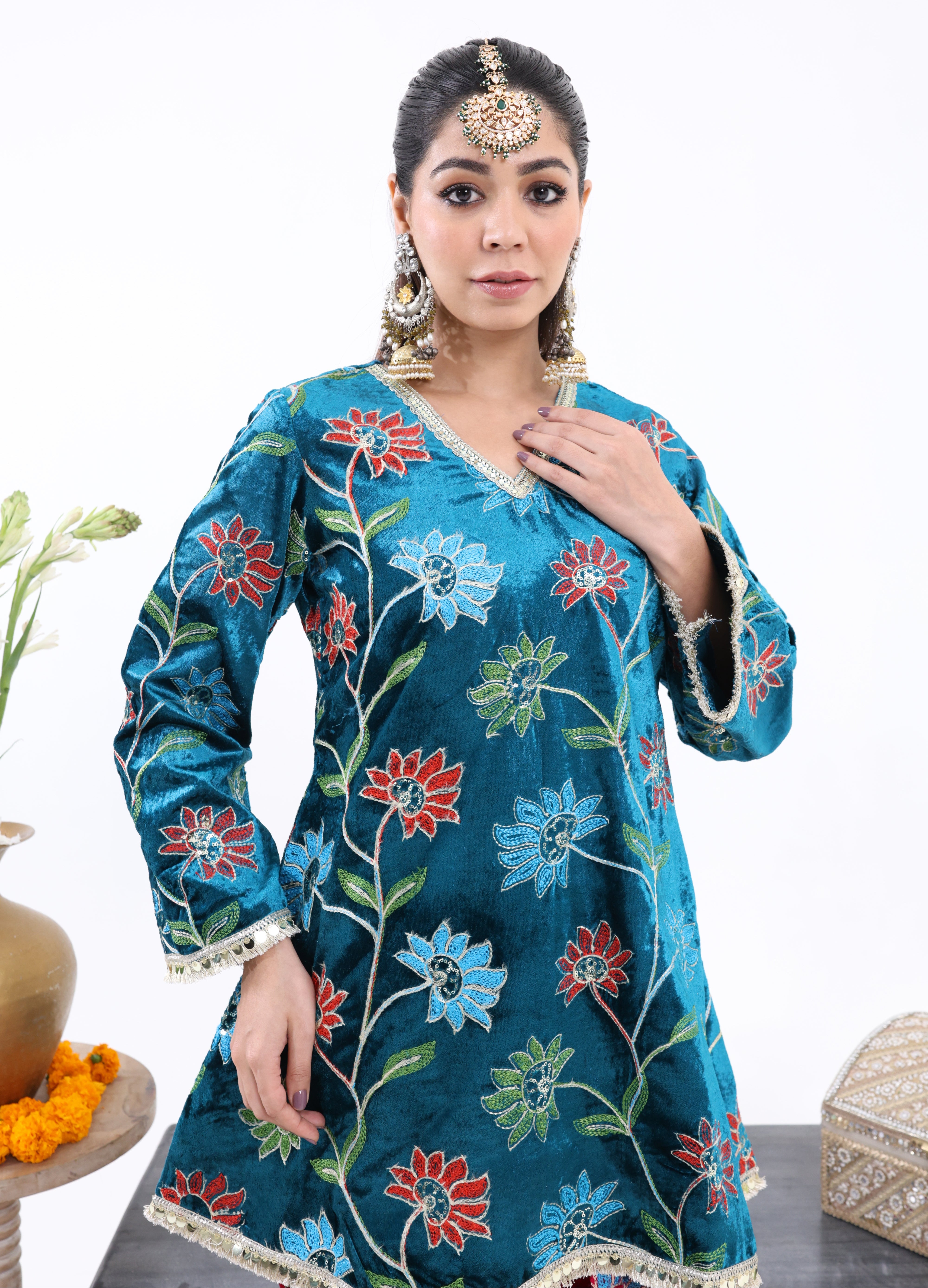 Blue Shahnaz – Velvet Co-ord Set