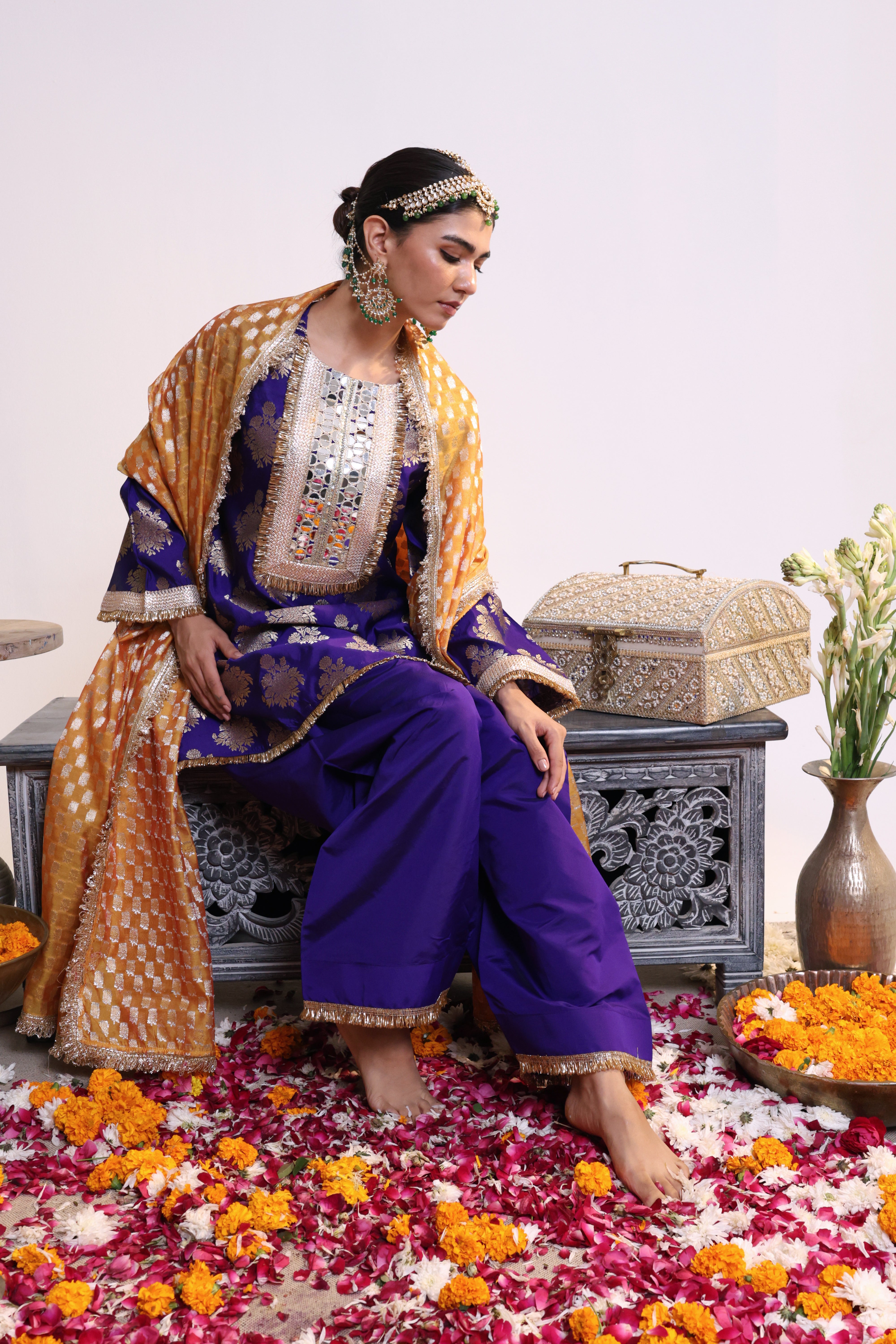 Purple Zarqa –Farshi Salwar Suit