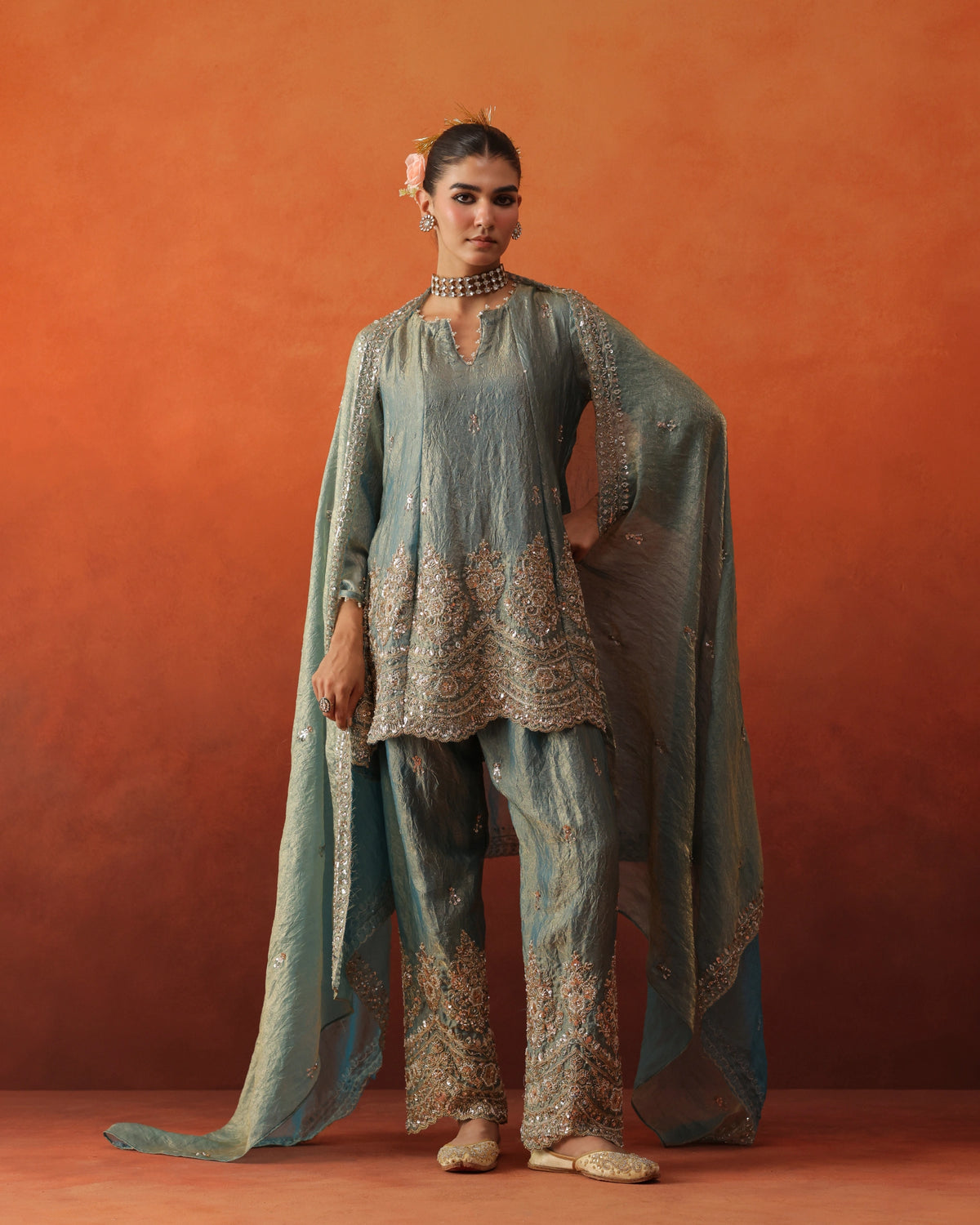 Mehtaab - Culpted Tapered Trousers Set with Dupatta