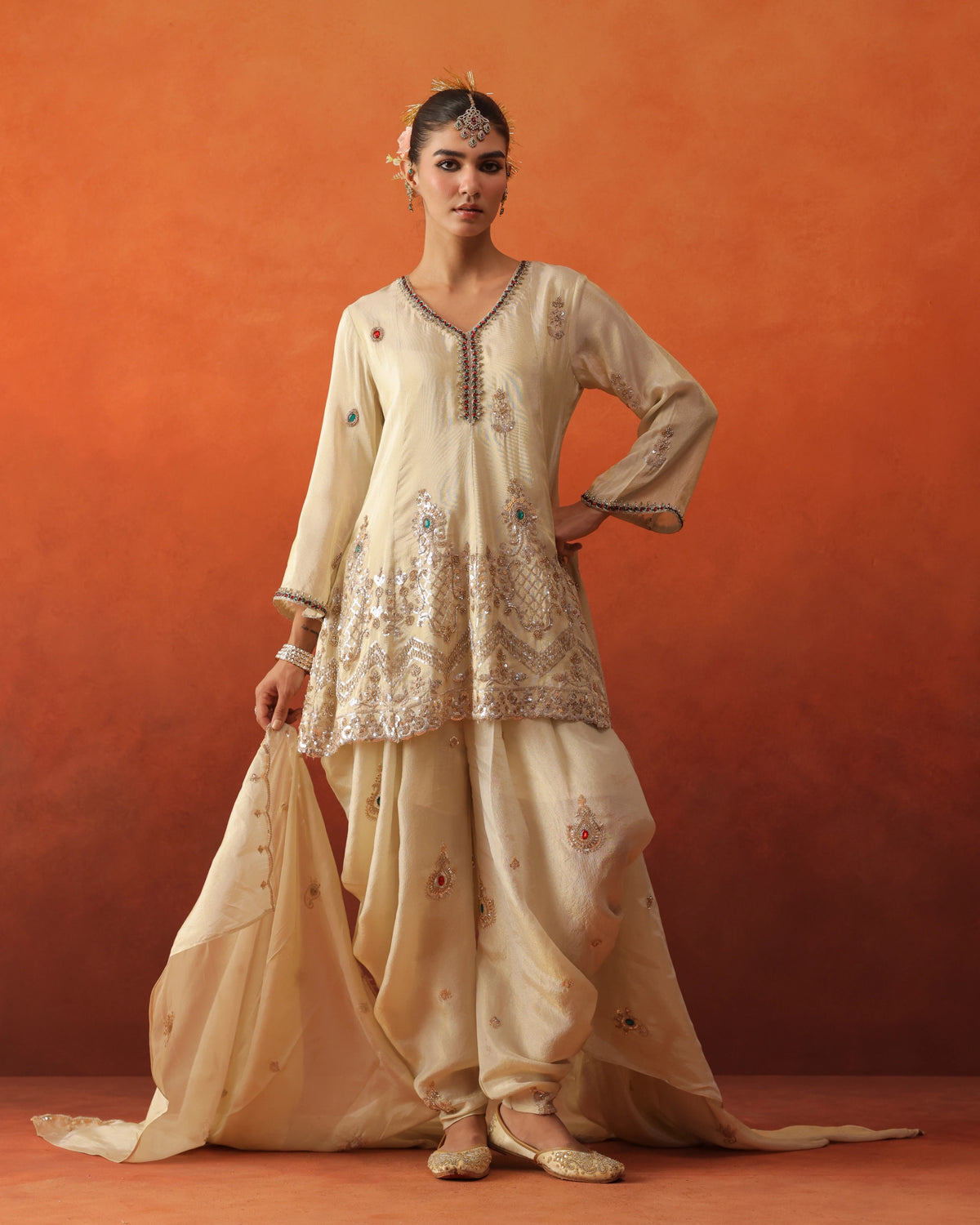 Chaandni - Draped Dhoti Salwar With Dupatta