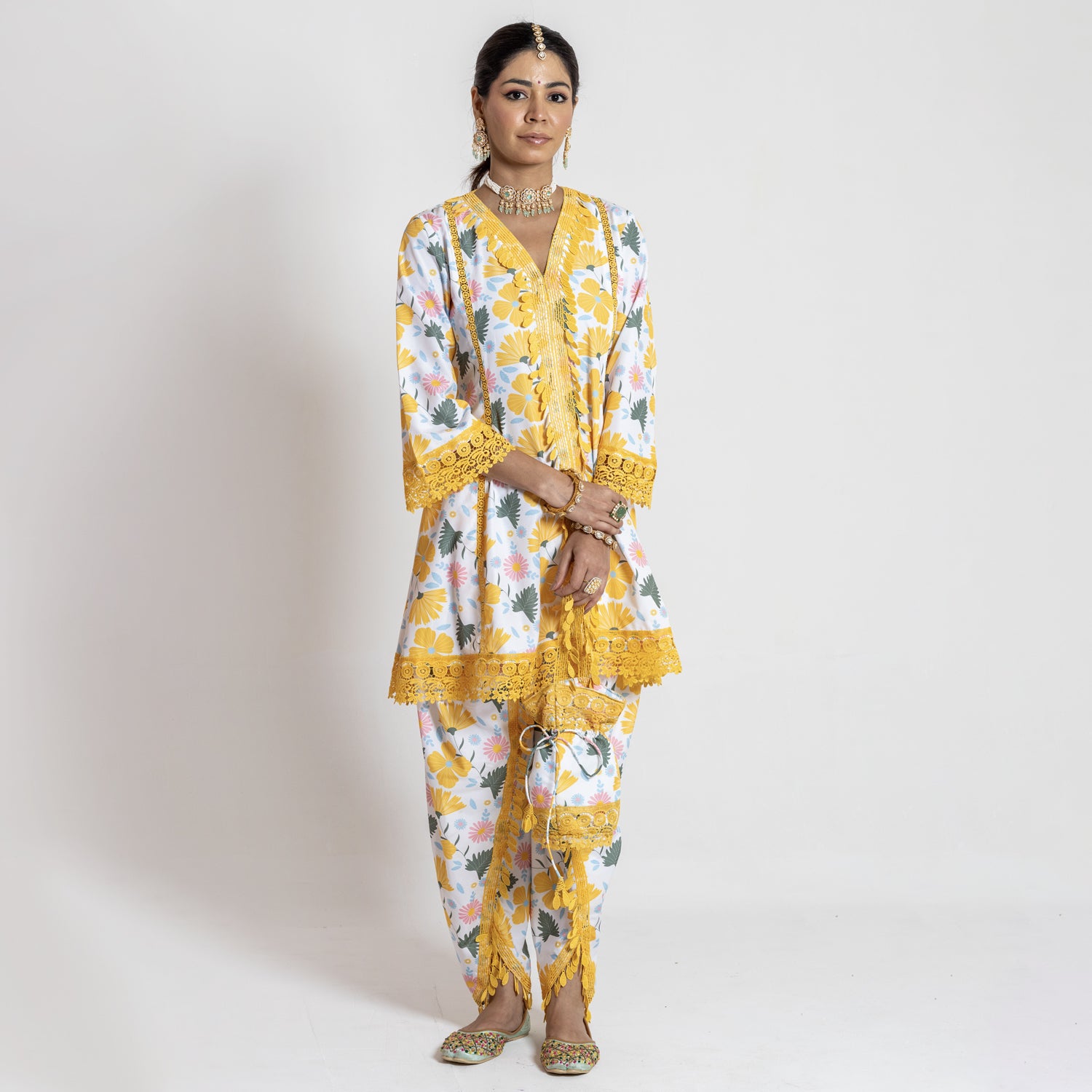 Dhoti set with Potli Artistic Printed Design