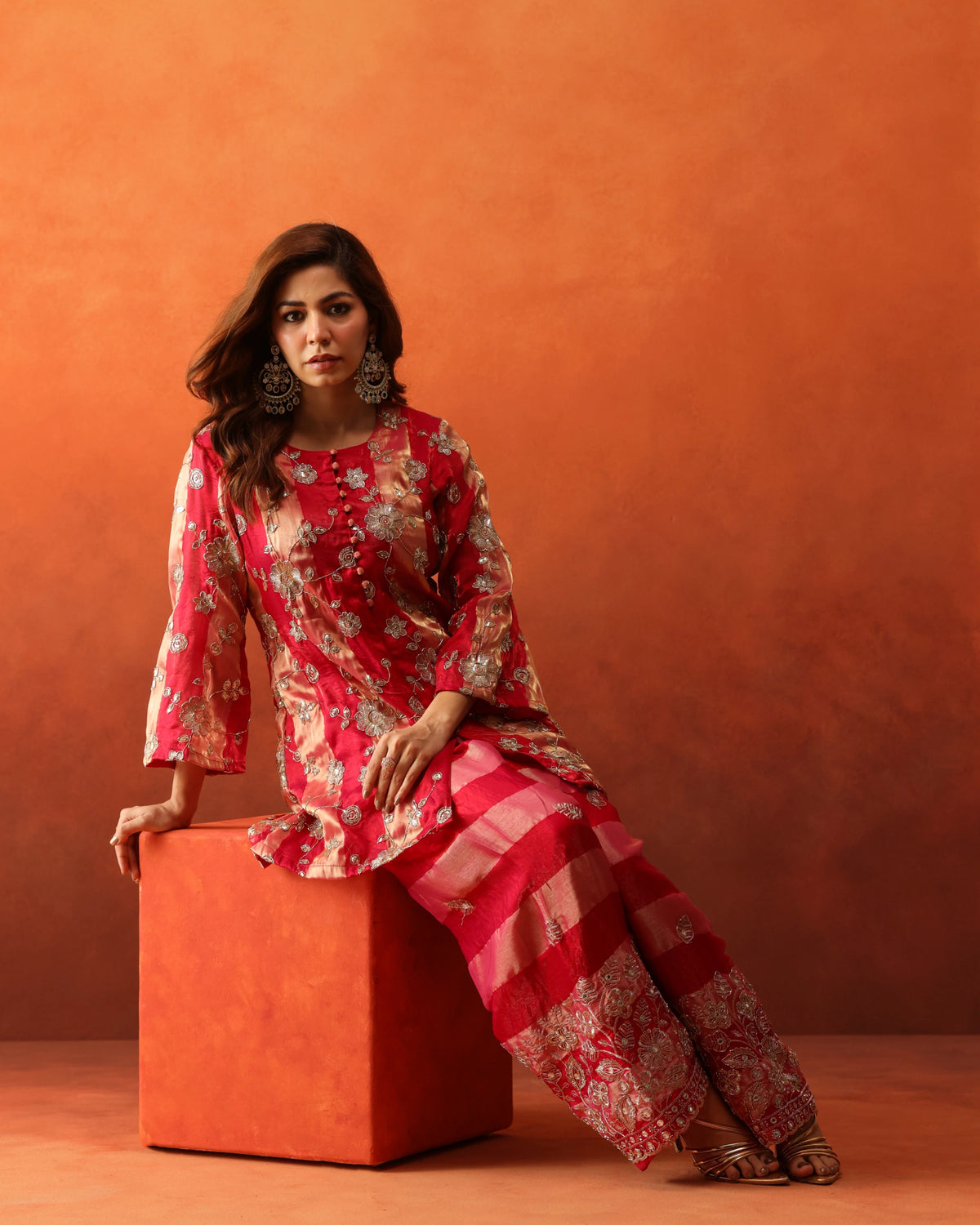 Surkh - Pleated Farshi Pants Set