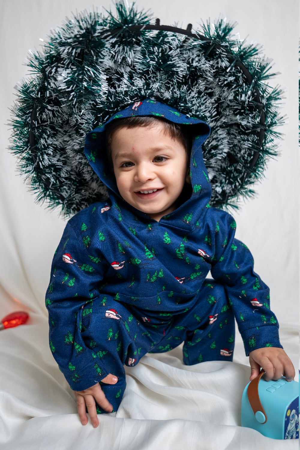 Festive Blue Christmas Tracksuit for Kids