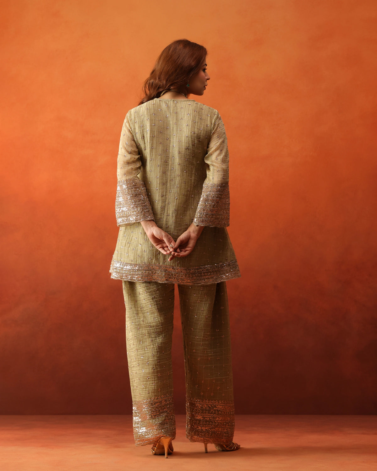 Sunehri - Pleated Farshi Pants Set
