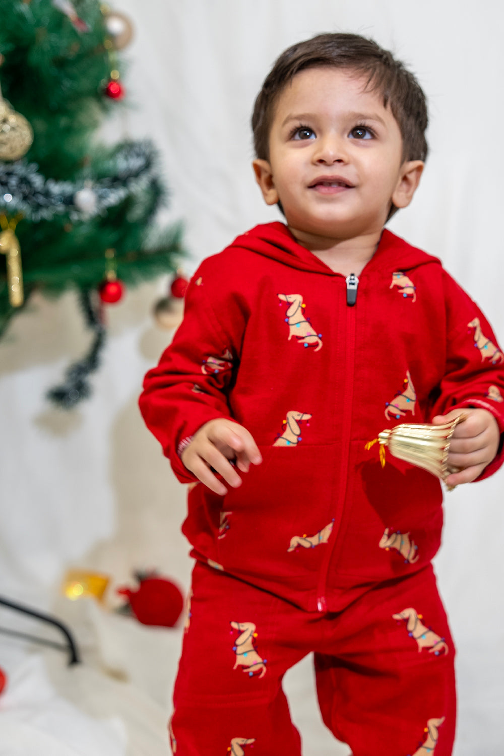 Festive Red Reindeer Tracksuit for Kids